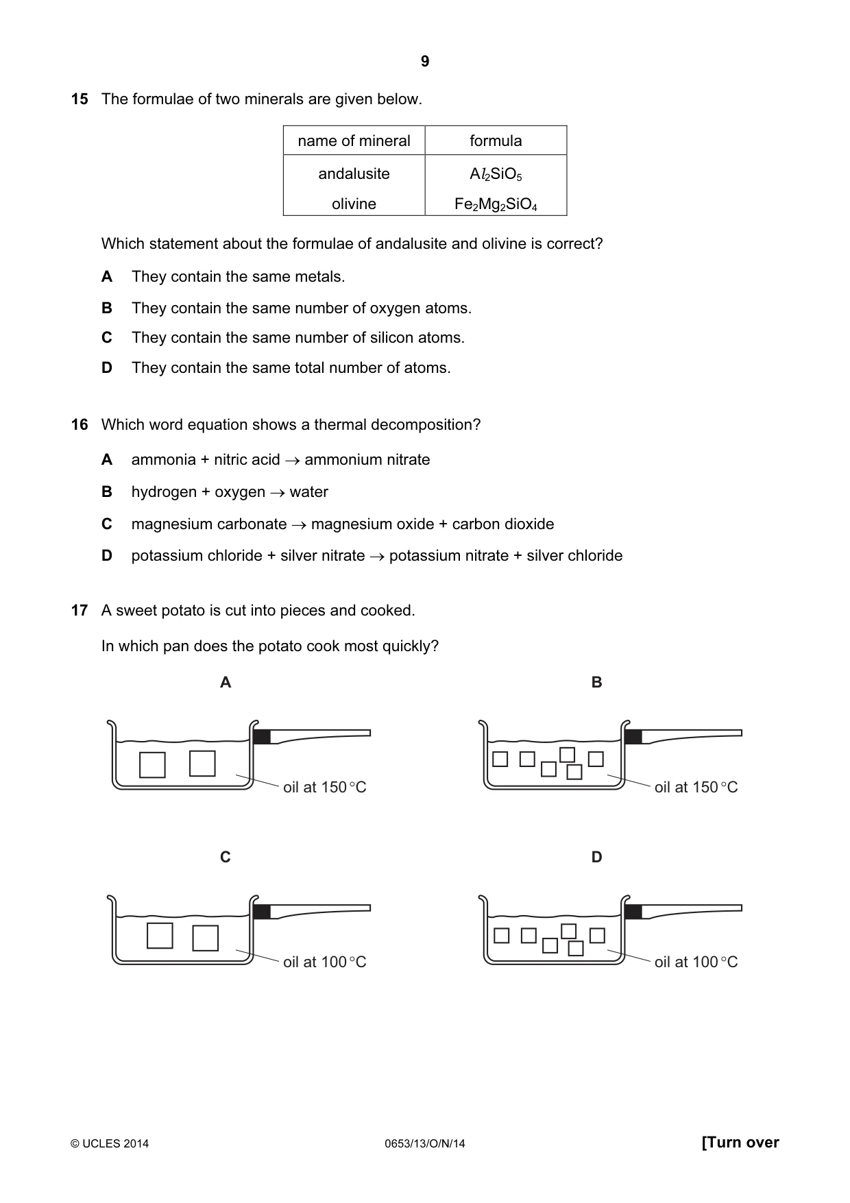 Cambridge IGCSE Science - Combined 0653 2014 Oct/Nov Paper 1 · Variant 3 question paper, page 9 of 20