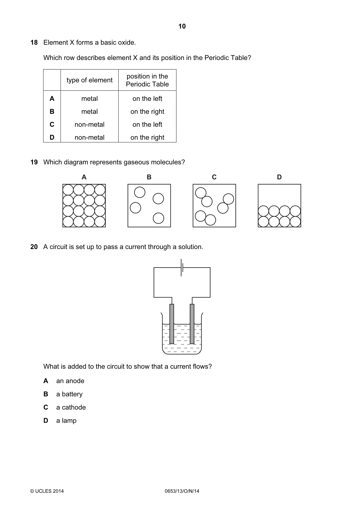 Cambridge IGCSE Science - Combined 0653 2014 Oct/Nov Paper 1 · Variant 3 question paper, page 10 of 20