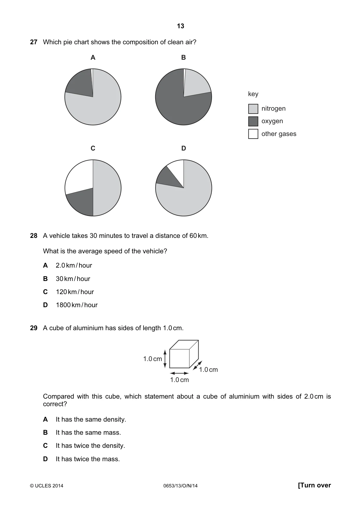 Cambridge IGCSE Science - Combined 0653 2014 Oct/Nov Paper 1 · Variant 3 question paper, page 13 of 20