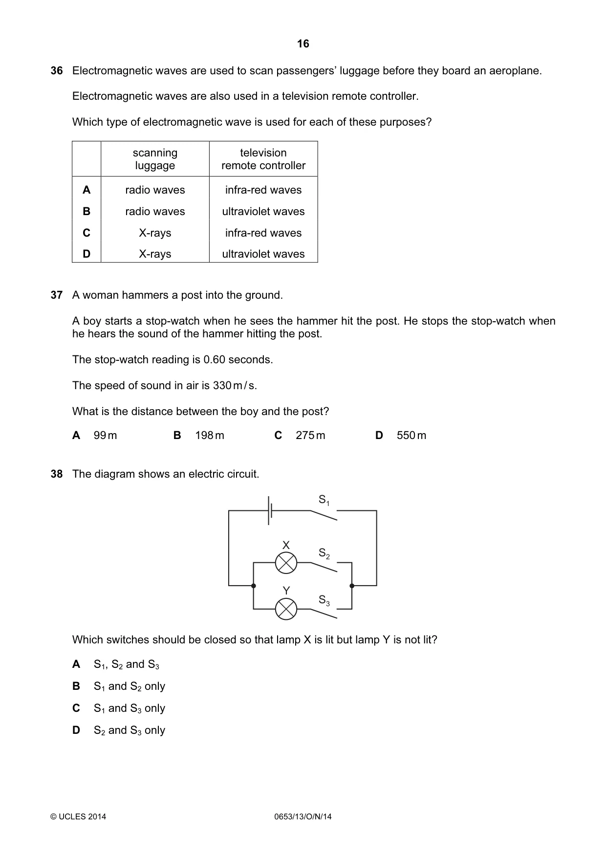 Cambridge IGCSE Science - Combined 0653 2014 Oct/Nov Paper 1 · Variant 3 question paper, page 16 of 20