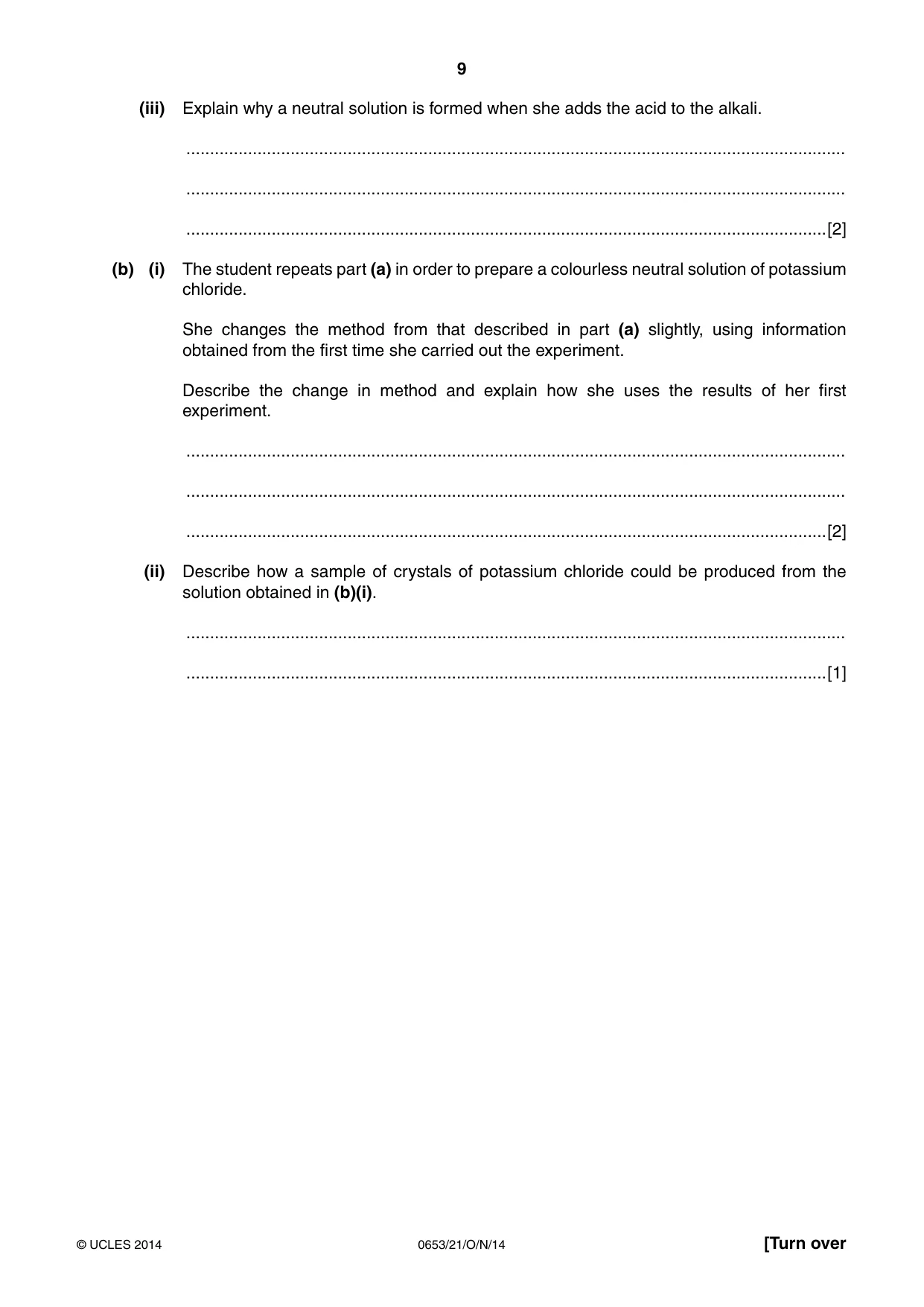 Cambridge IGCSE Science - Combined 0653 2014 Oct/Nov Paper 2 · Variant 1 question paper, page 9 of 20
