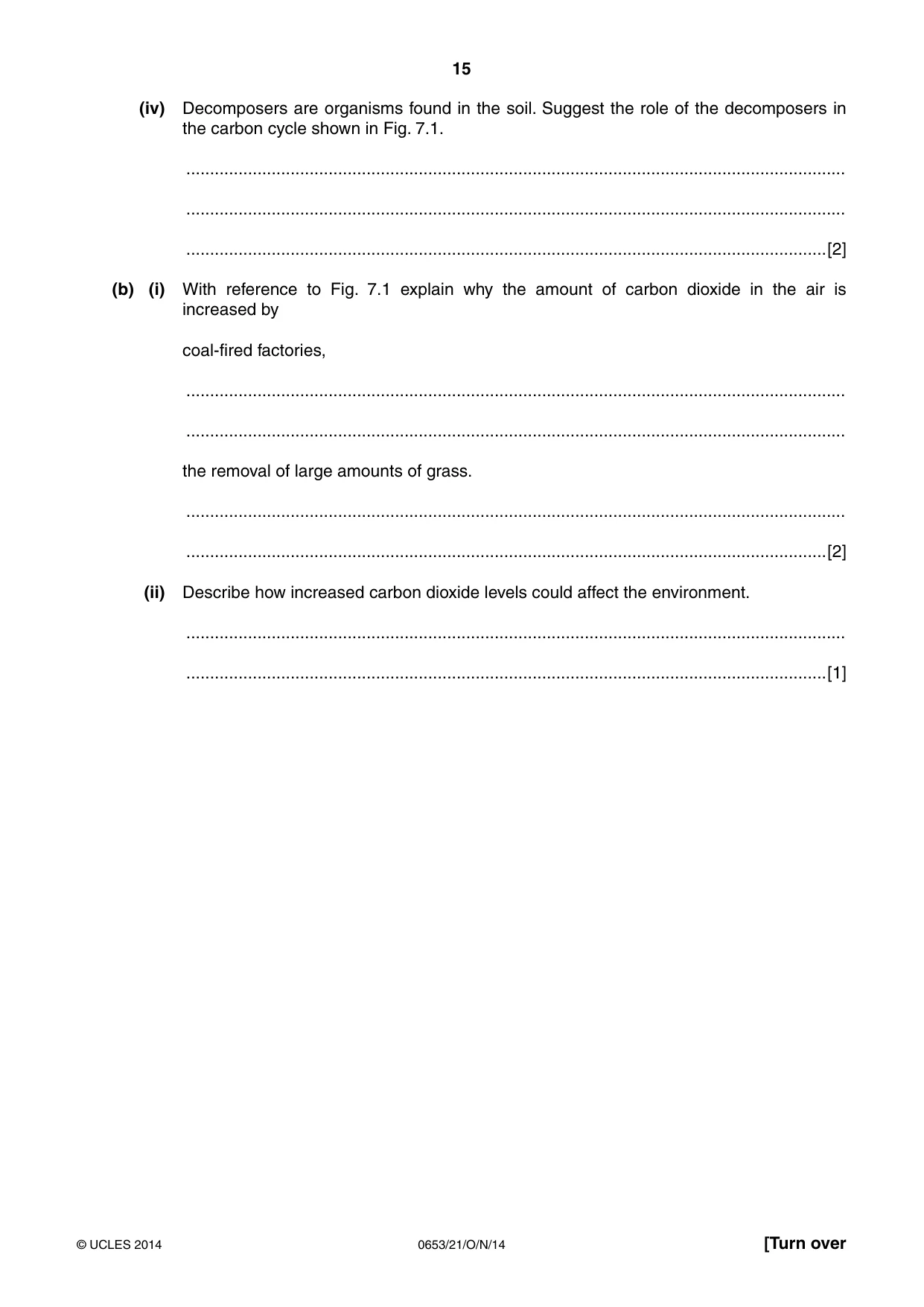 Cambridge IGCSE Science - Combined 0653 2014 Oct/Nov Paper 2 · Variant 1 question paper, page 15 of 20