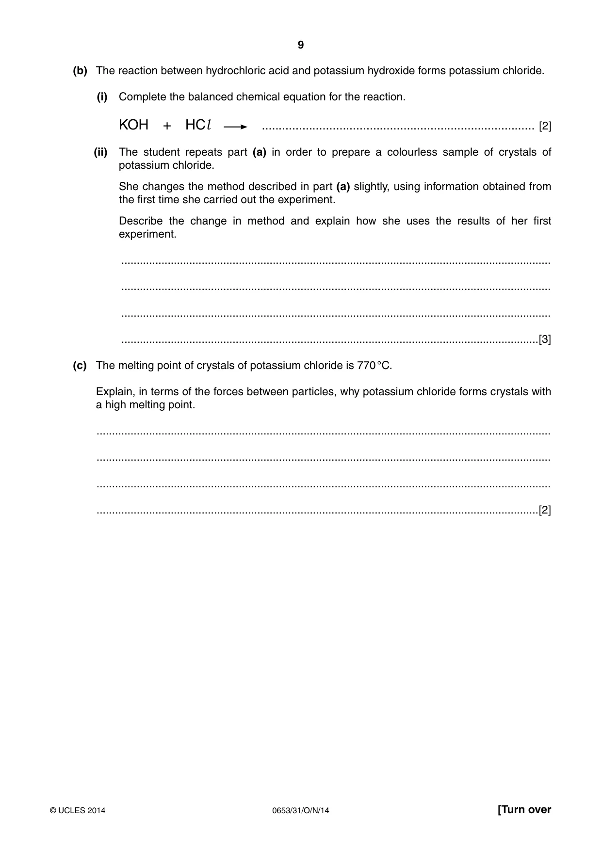 Cambridge IGCSE Science - Combined 0653 2014 Oct/Nov Paper 3 · Variant 1 question paper, page 9 of 24