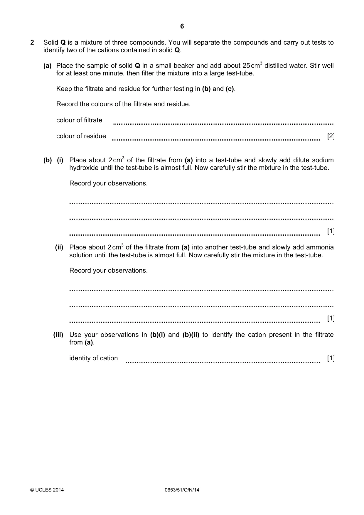Cambridge IGCSE Science - Combined 0653 2014 Oct/Nov Paper 5 · Variant 1 question paper, page 6 of 12