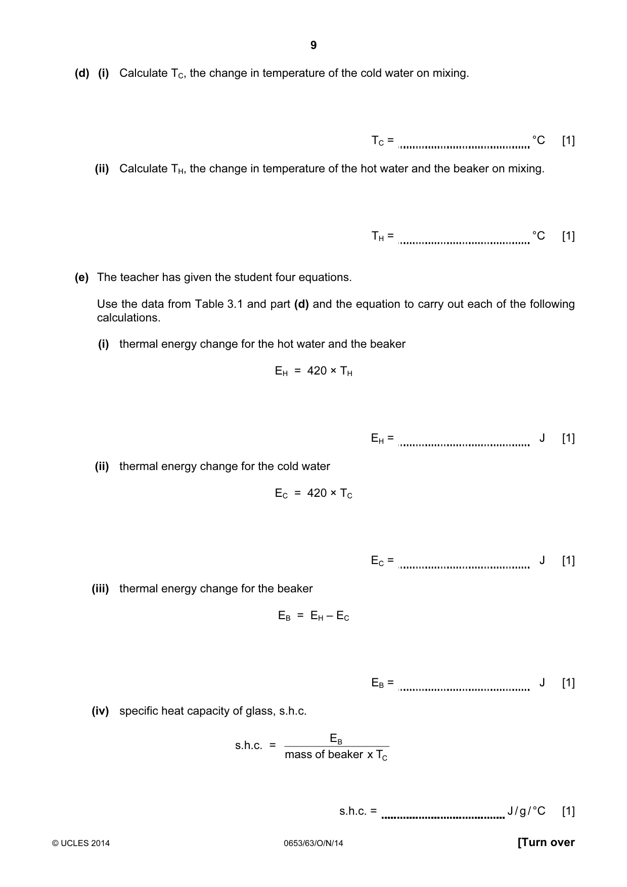 Cambridge IGCSE Science - Combined 0653 2014 Oct/Nov Paper 6 · Variant 3 question paper, page 9 of 20