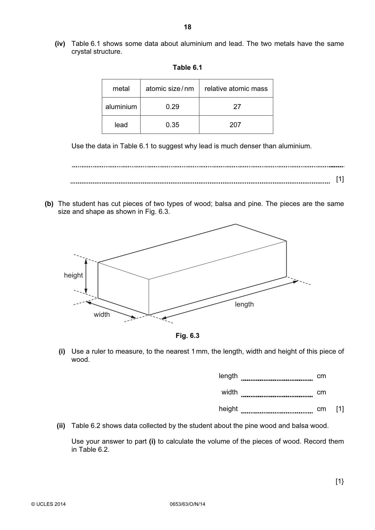 Cambridge IGCSE Science - Combined 0653 2014 Oct/Nov Paper 6 · Variant 3 question paper, page 18 of 20