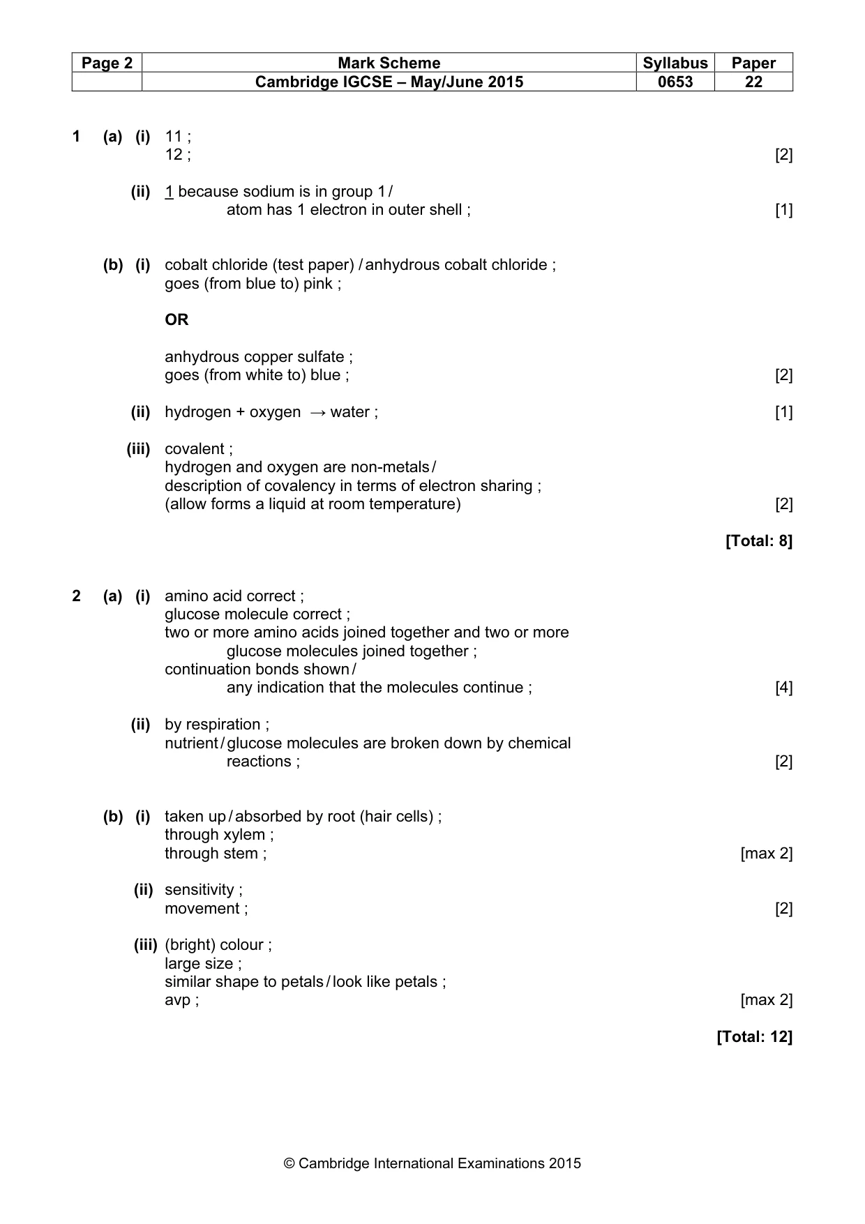 Mark scheme, page 2 of 6