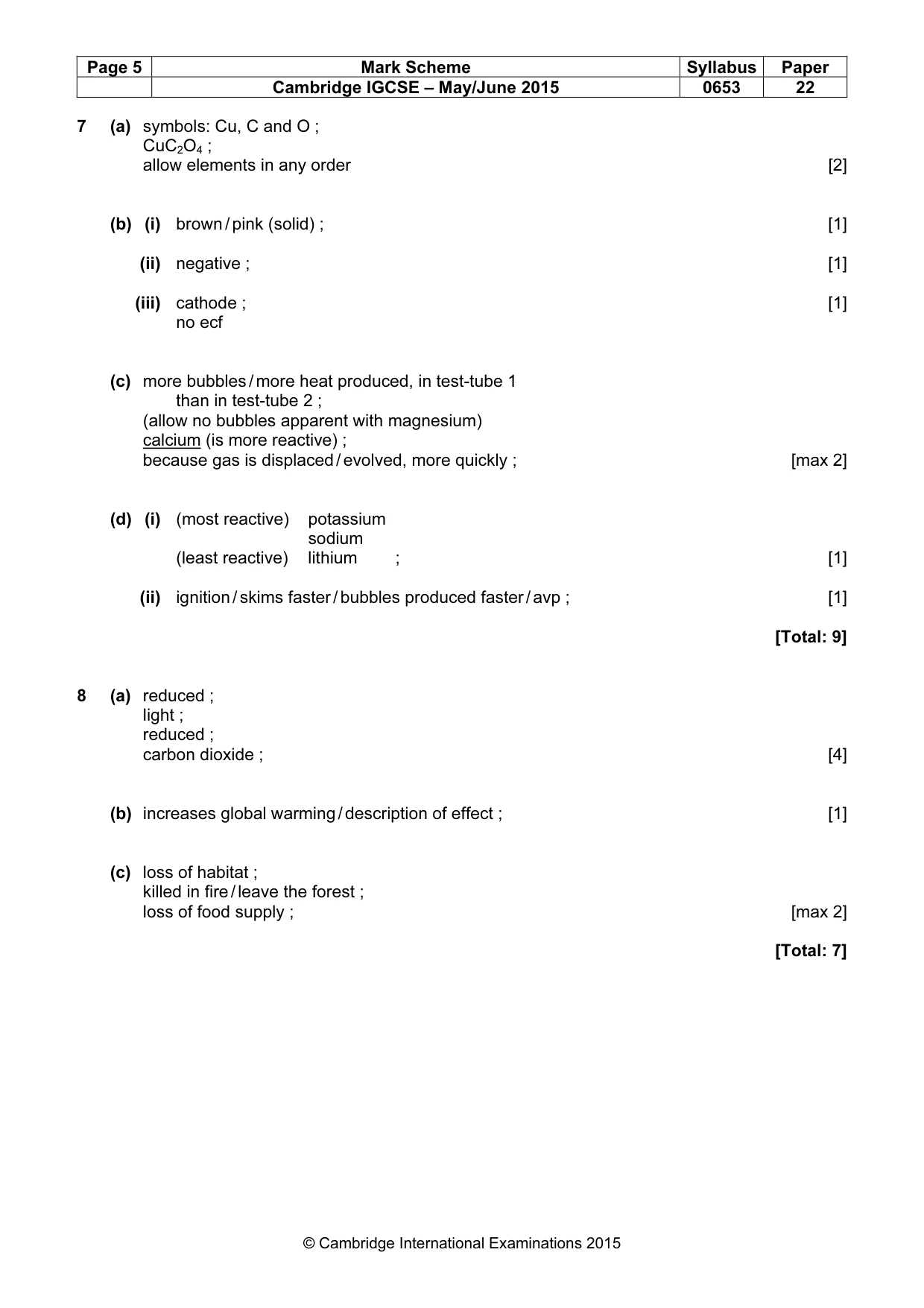 Mark scheme, page 5 of 6