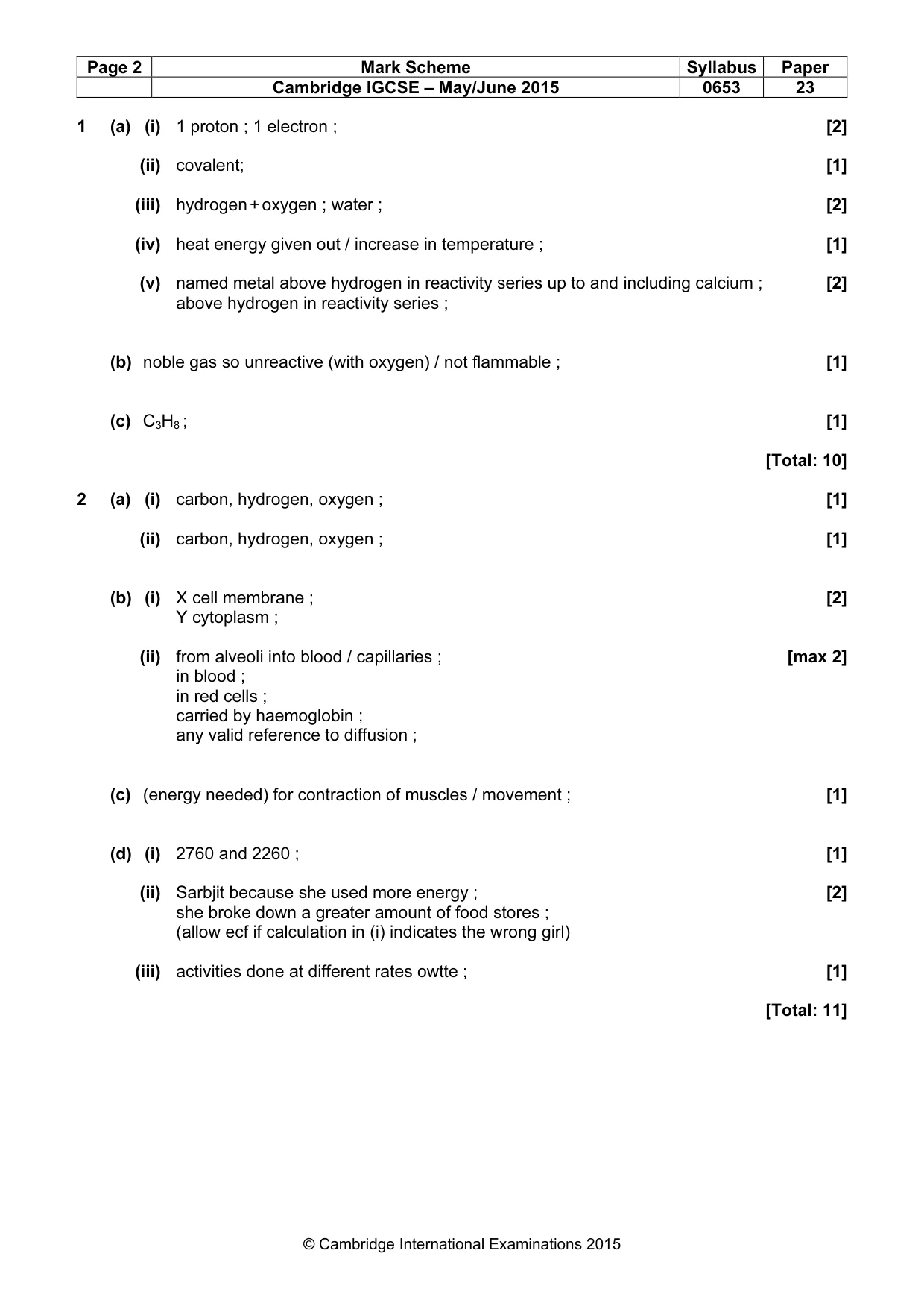 Mark scheme, page 2 of 6