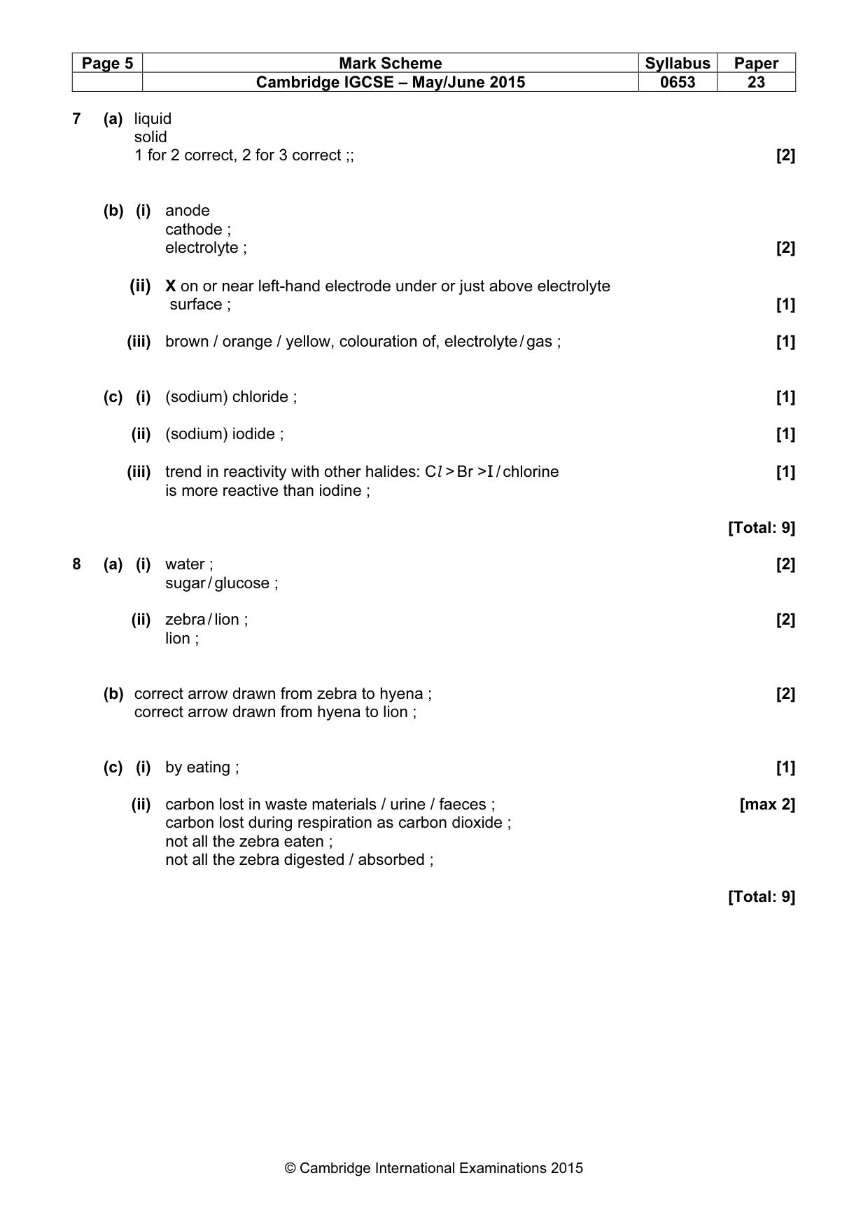 Mark scheme, page 5 of 6