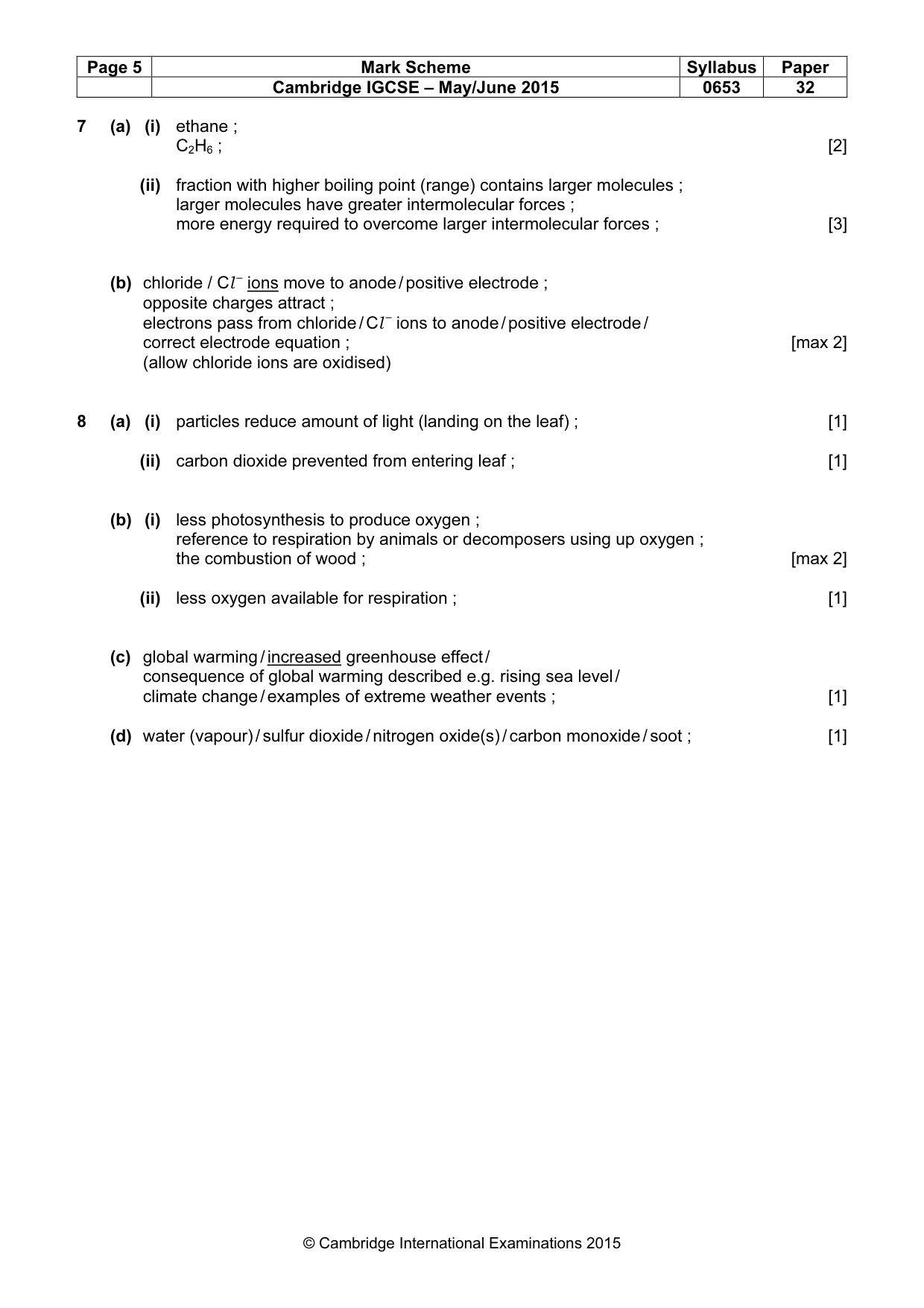 Mark scheme, page 5 of 6