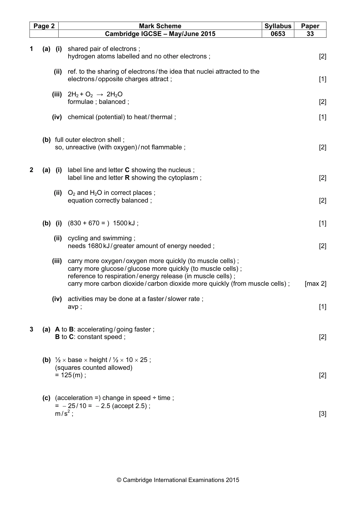 Mark scheme, page 2 of 5