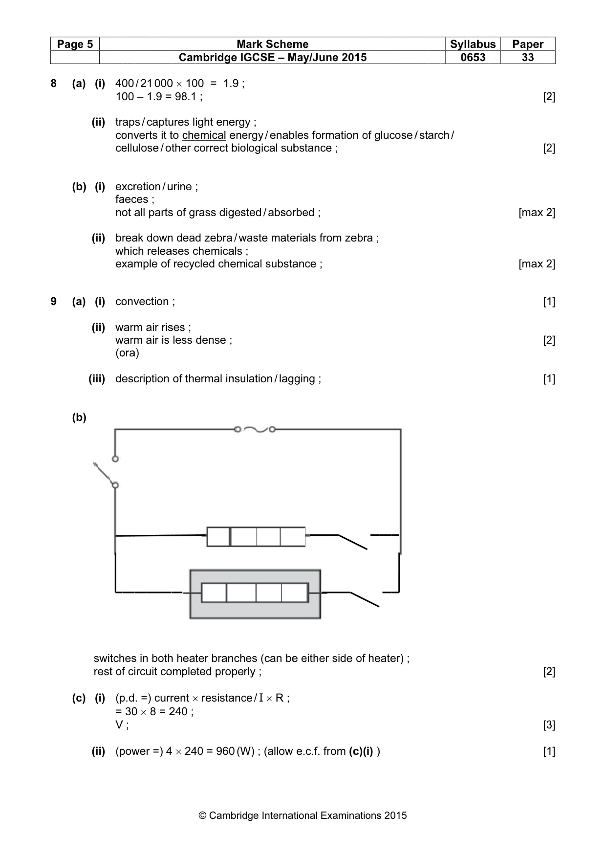 Mark scheme, page 5 of 5