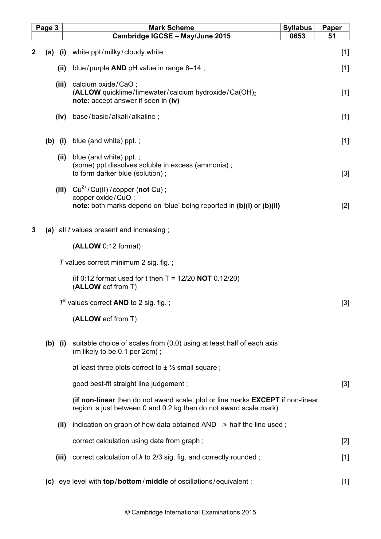 Mark scheme, page 3 of 3