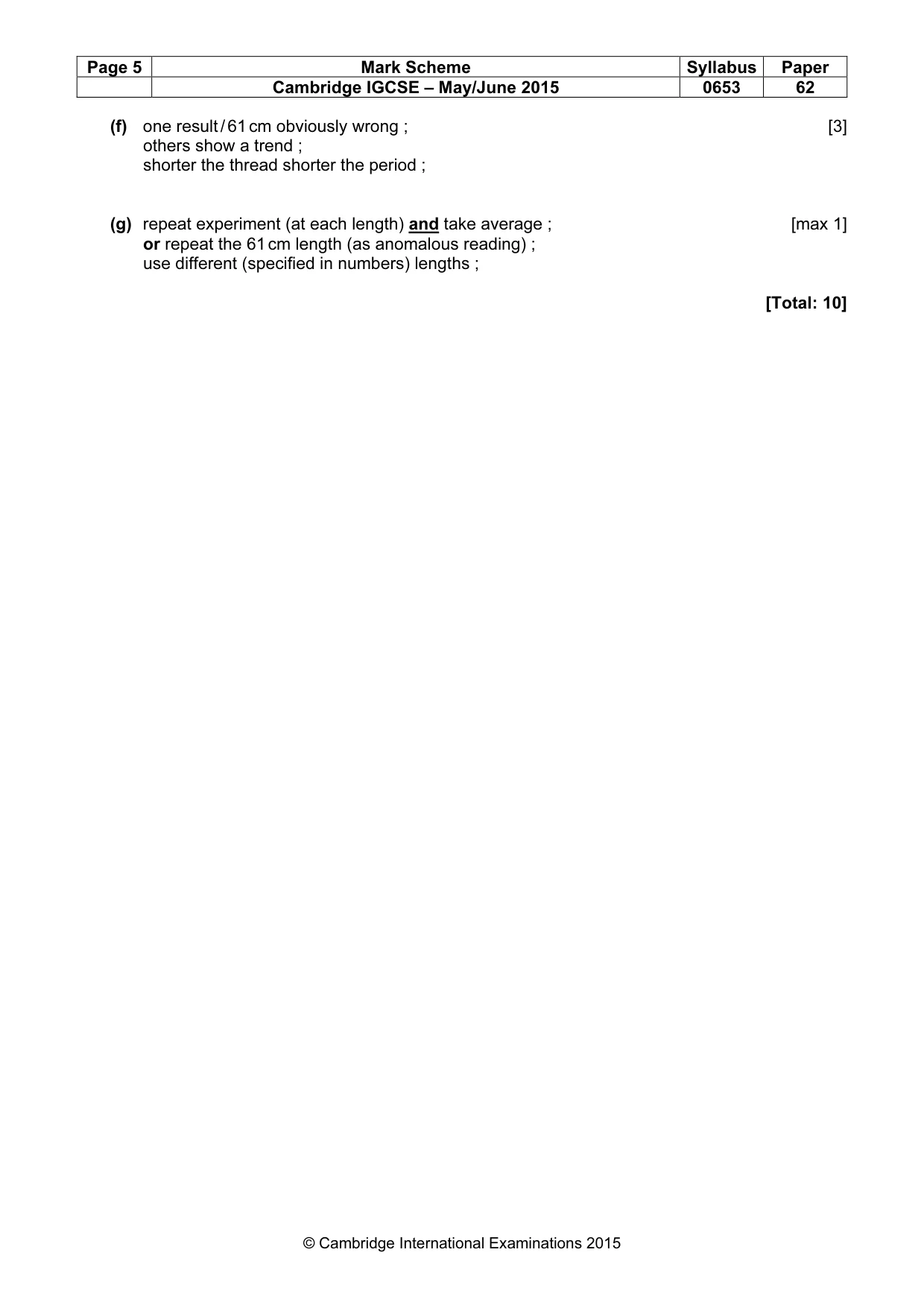 Mark scheme, page 5 of 5