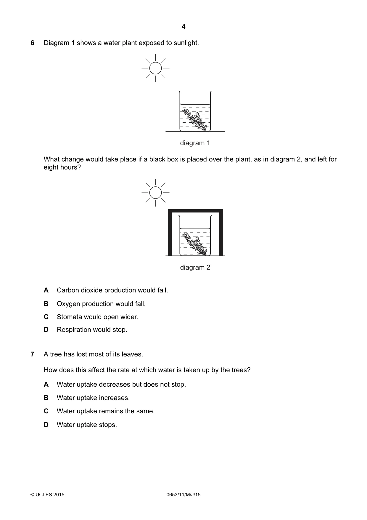 Cambridge IGCSE Science - Combined 0653 2015 May/June Paper 1 · Variant 1 question paper, page 4 of 20
