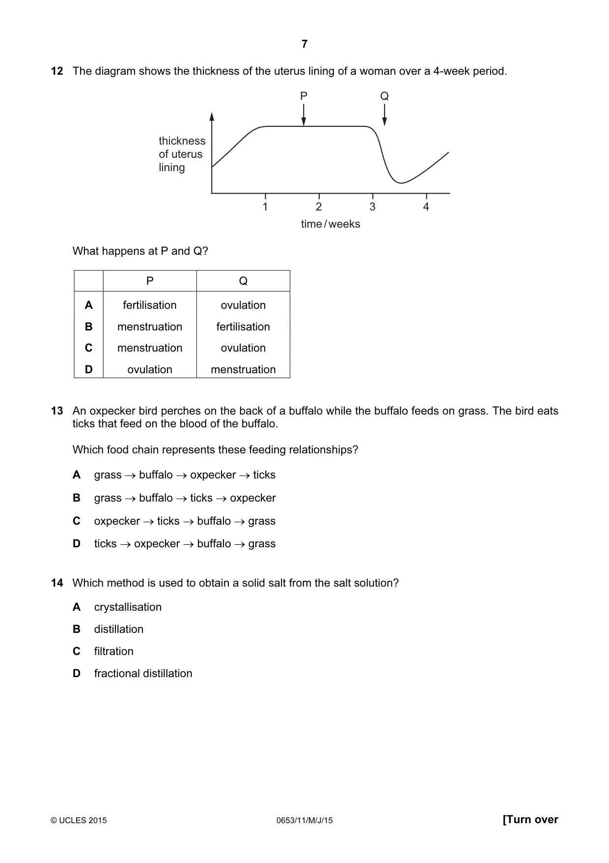 Cambridge IGCSE Science - Combined 0653 2015 May/June Paper 1 · Variant 1 question paper, page 7 of 20