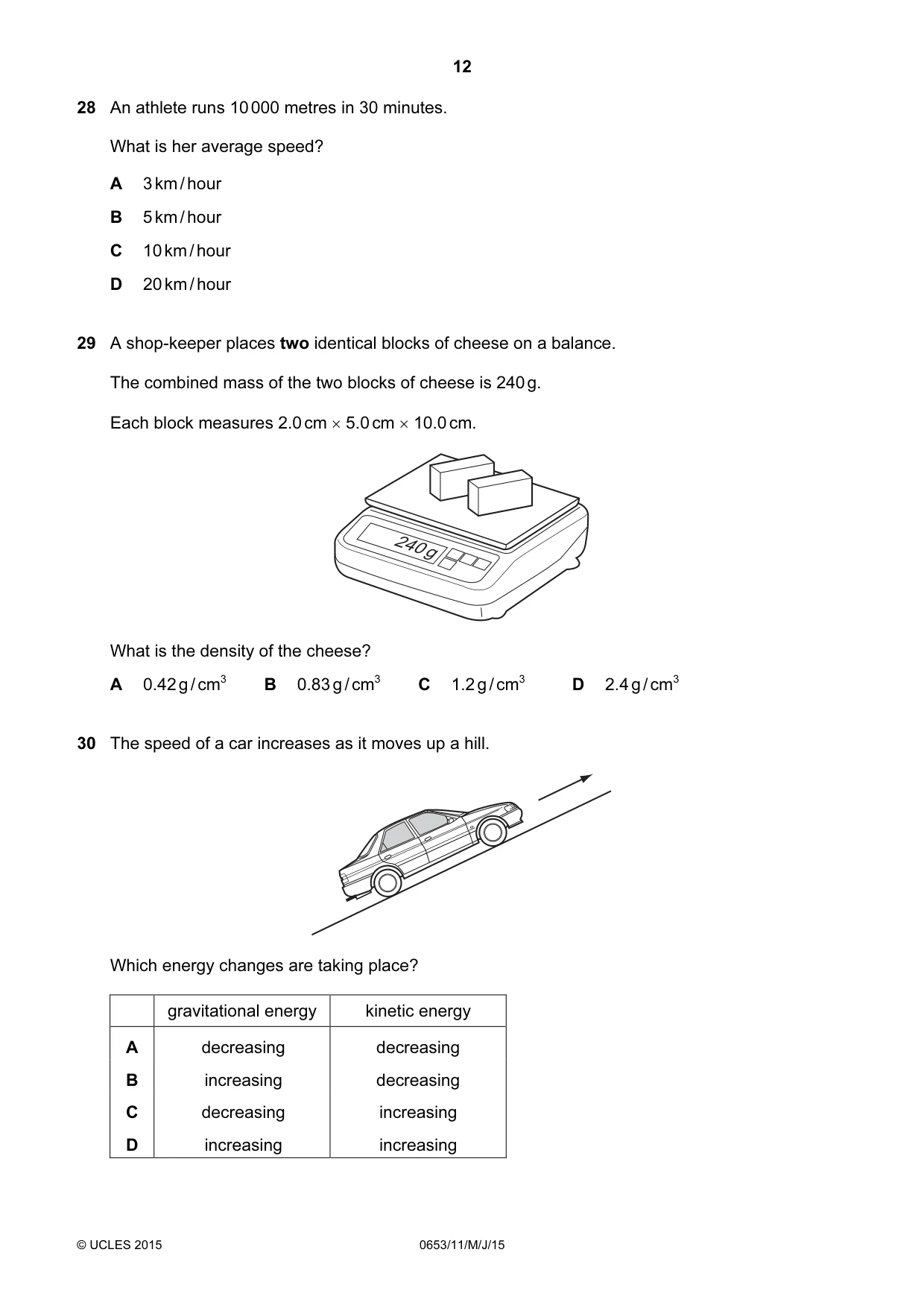 Cambridge IGCSE Science - Combined 0653 2015 May/June Paper 1 · Variant 1 question paper, page 12 of 20