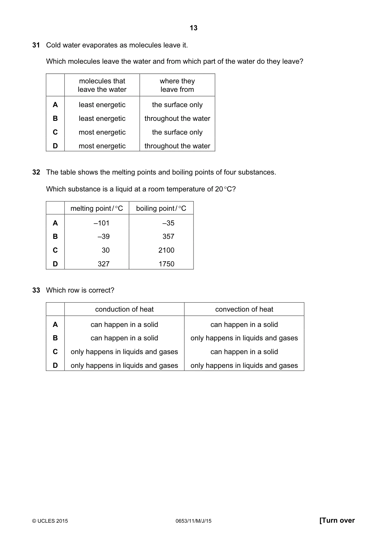 Cambridge IGCSE Science - Combined 0653 2015 May/June Paper 1 · Variant 1 question paper, page 13 of 20