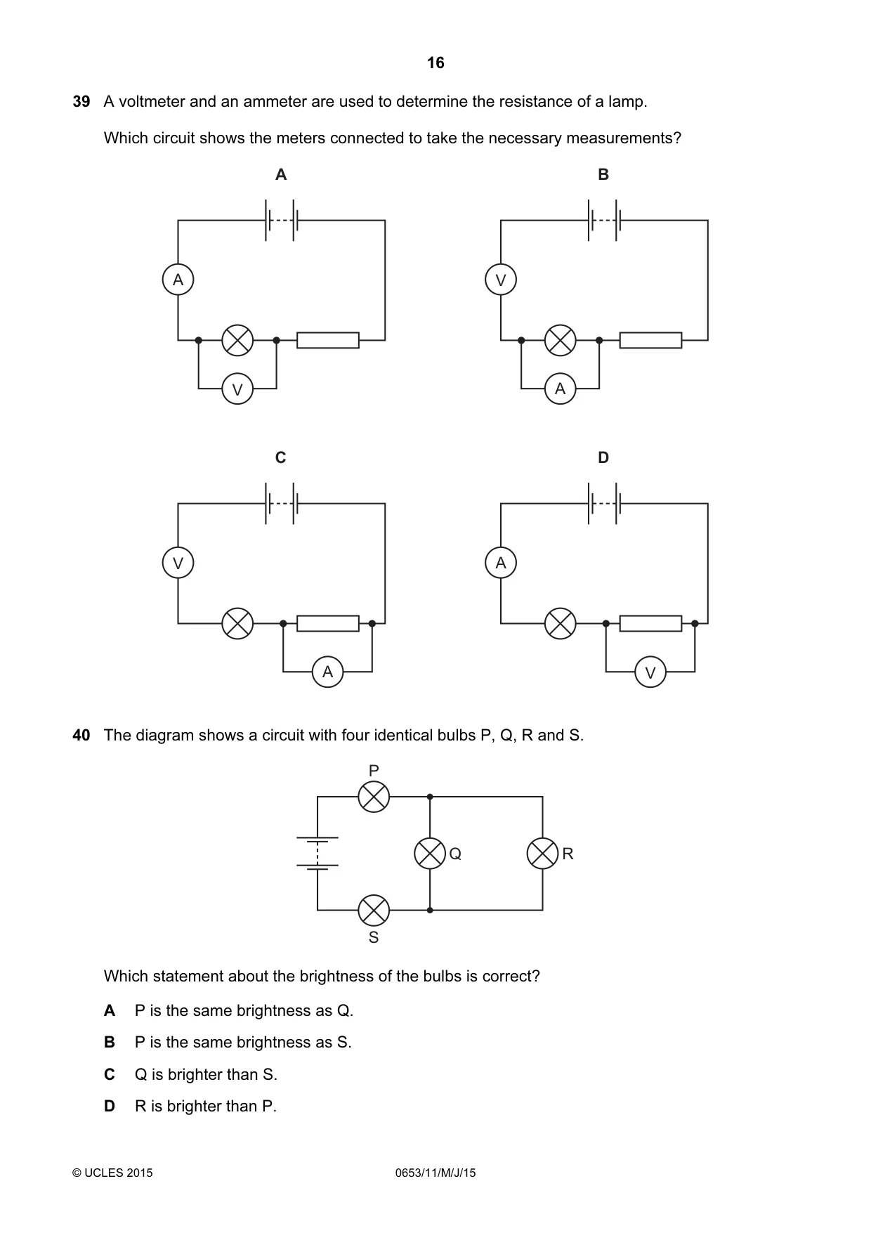 Cambridge IGCSE Science - Combined 0653 2015 May/June Paper 1 · Variant 1 question paper, page 16 of 20