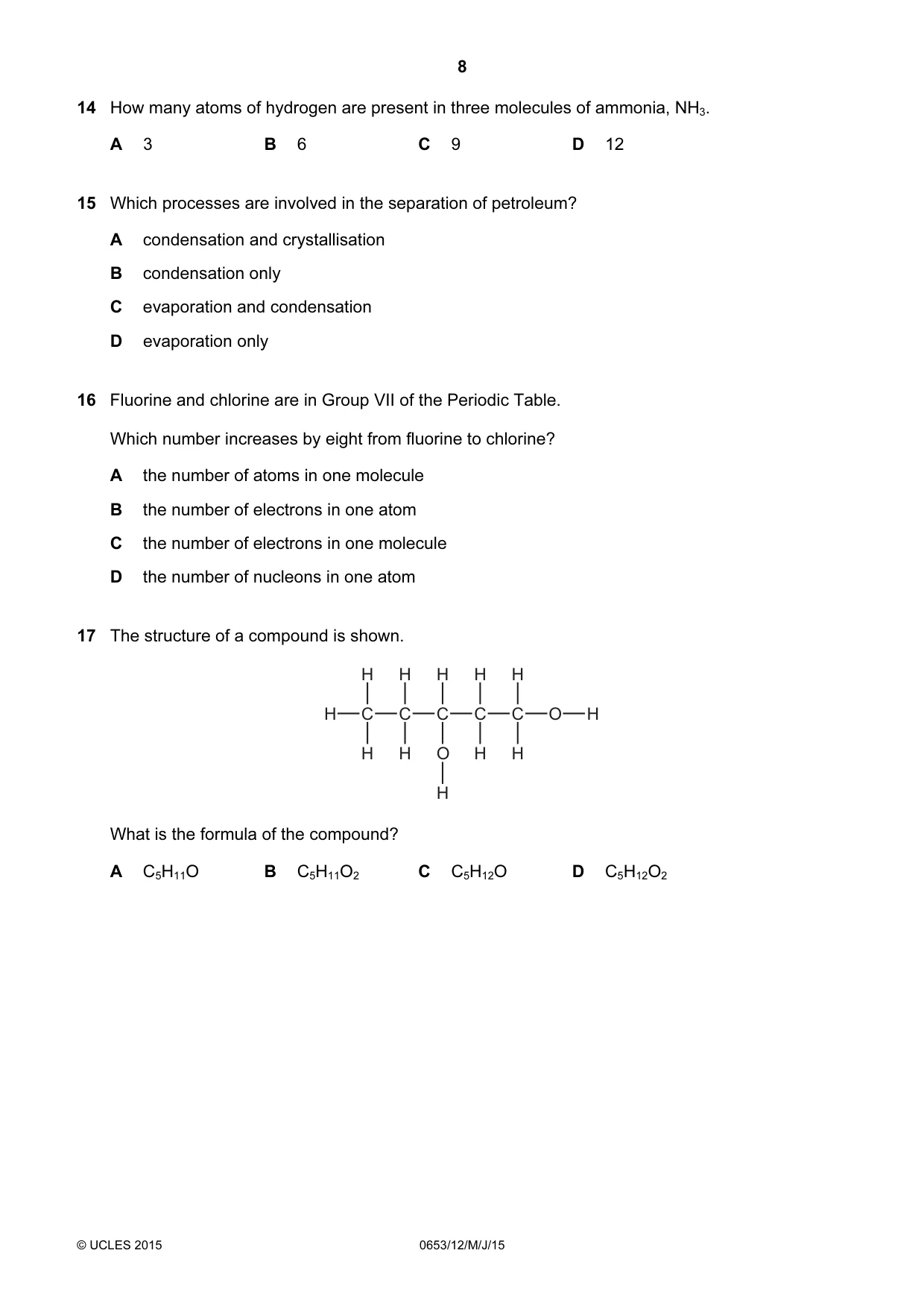 Cambridge IGCSE Science - Combined 0653 2015 May/June Paper 1 · Variant 2 question paper, page 8 of 20
