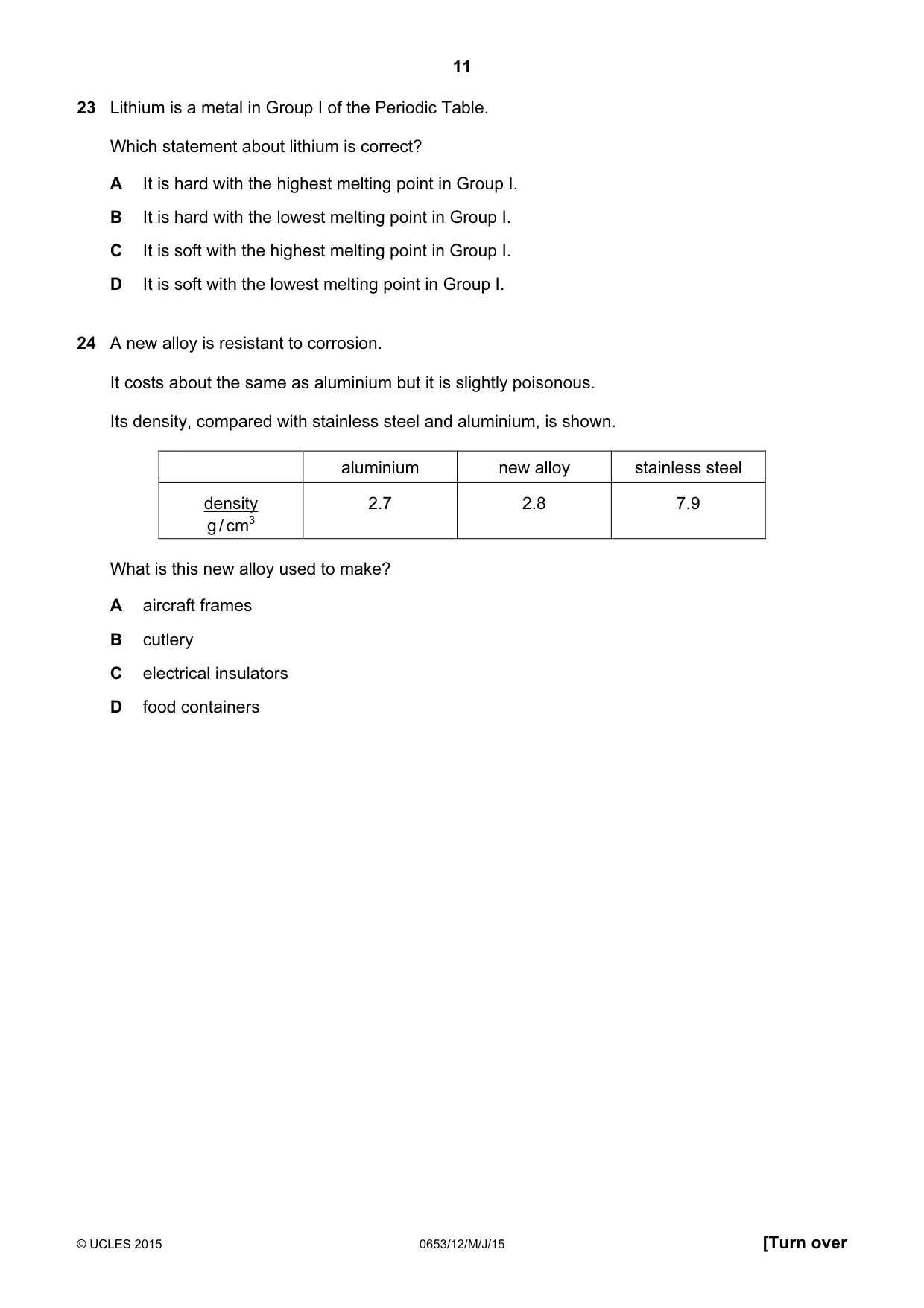 Cambridge IGCSE Science - Combined 0653 2015 May/June Paper 1 · Variant 2 question paper, page 11 of 20