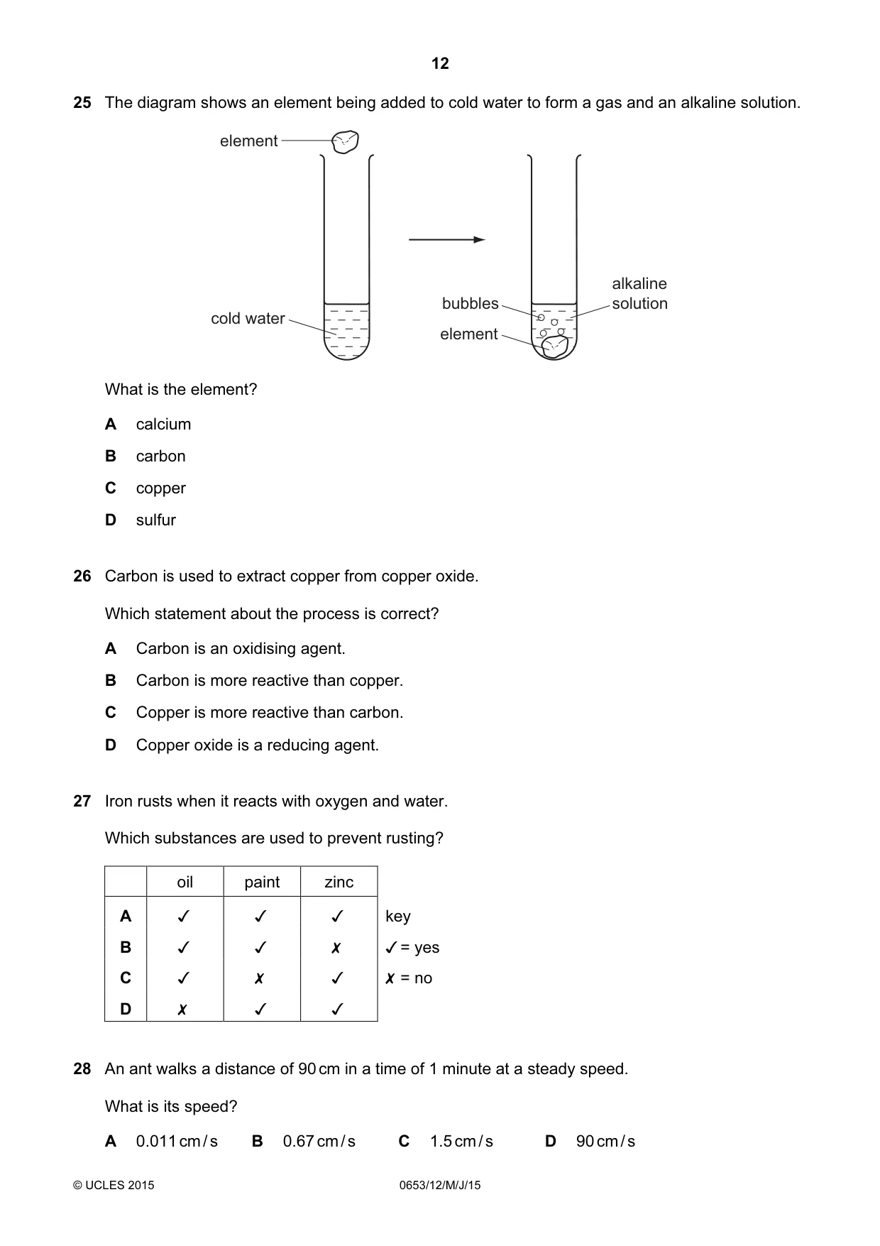 Cambridge IGCSE Science - Combined 0653 2015 May/June Paper 1 · Variant 2 question paper, page 12 of 20
