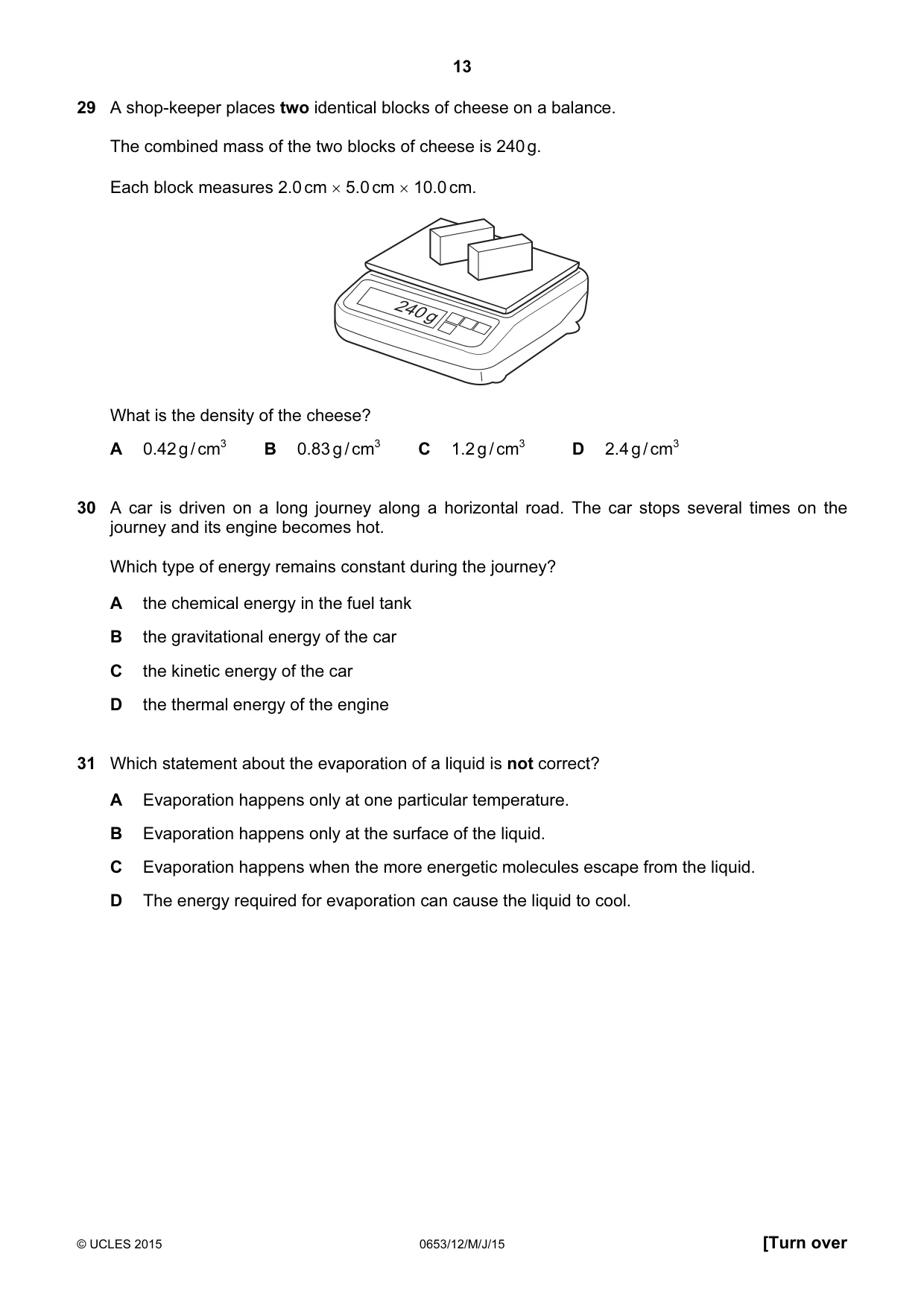 Cambridge IGCSE Science - Combined 0653 2015 May/June Paper 1 · Variant 2 question paper, page 13 of 20