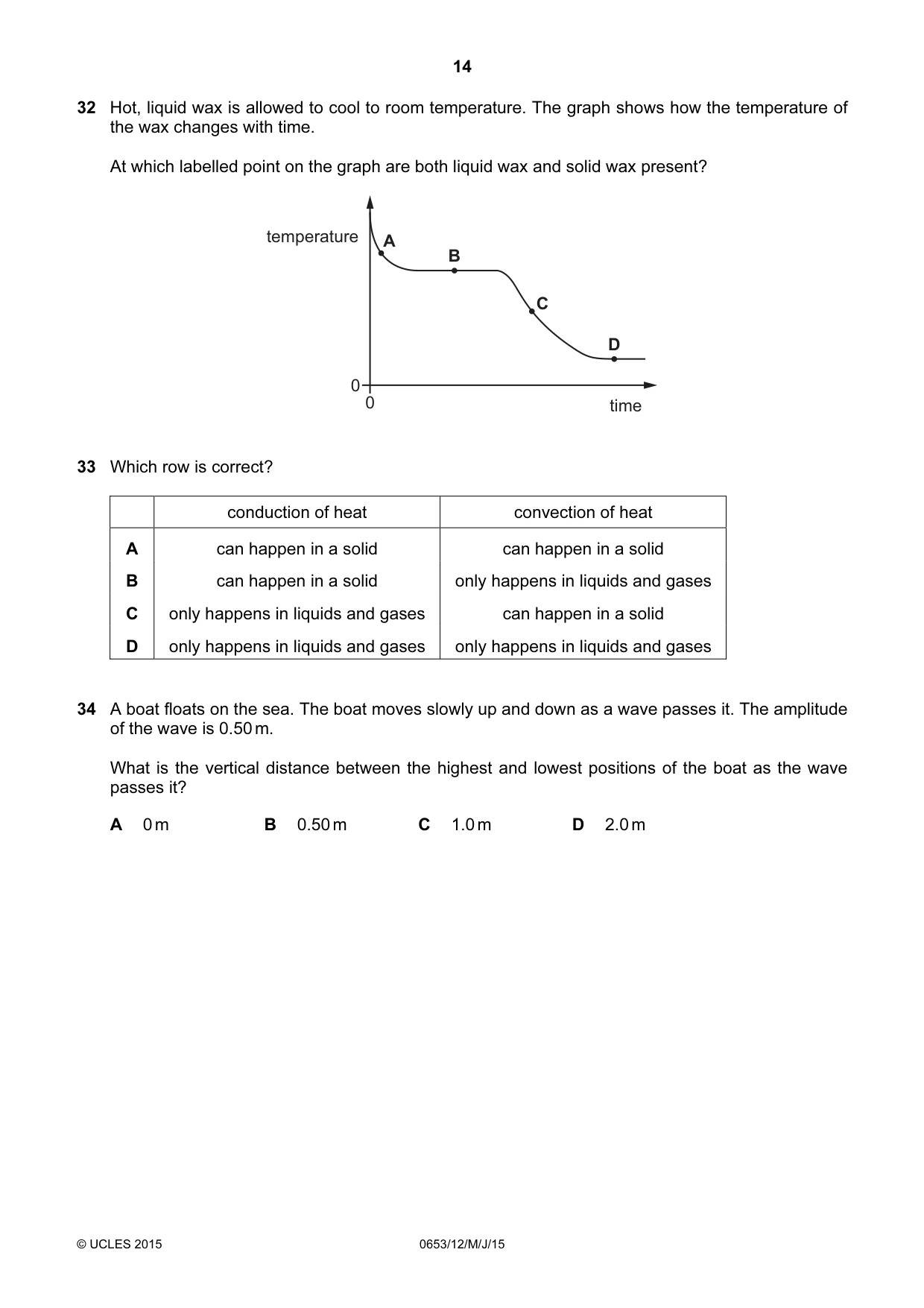 Cambridge IGCSE Science - Combined 0653 2015 May/June Paper 1 · Variant 2 question paper, page 14 of 20
