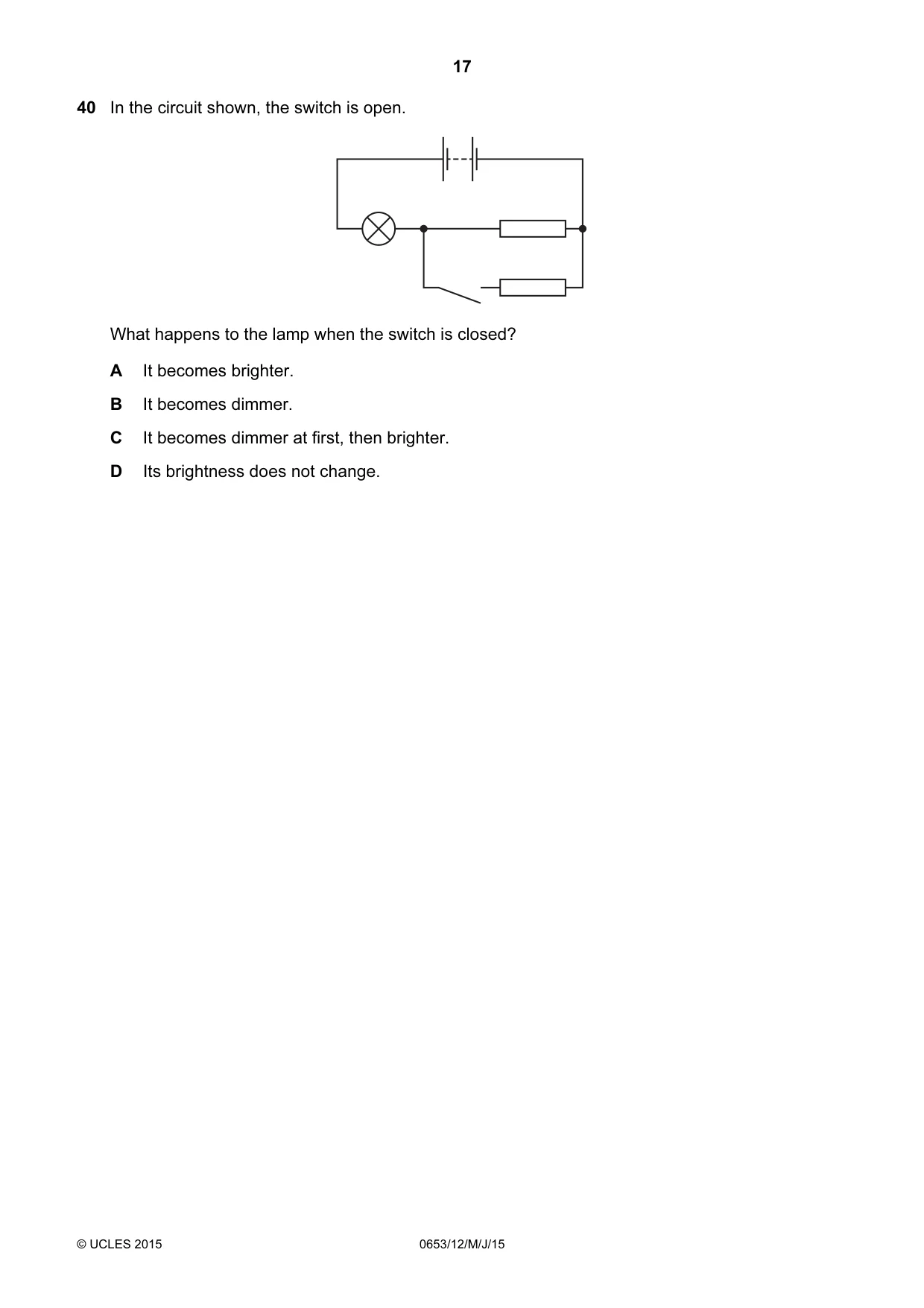 Cambridge IGCSE Science - Combined 0653 2015 May/June Paper 1 · Variant 2 question paper, page 17 of 20