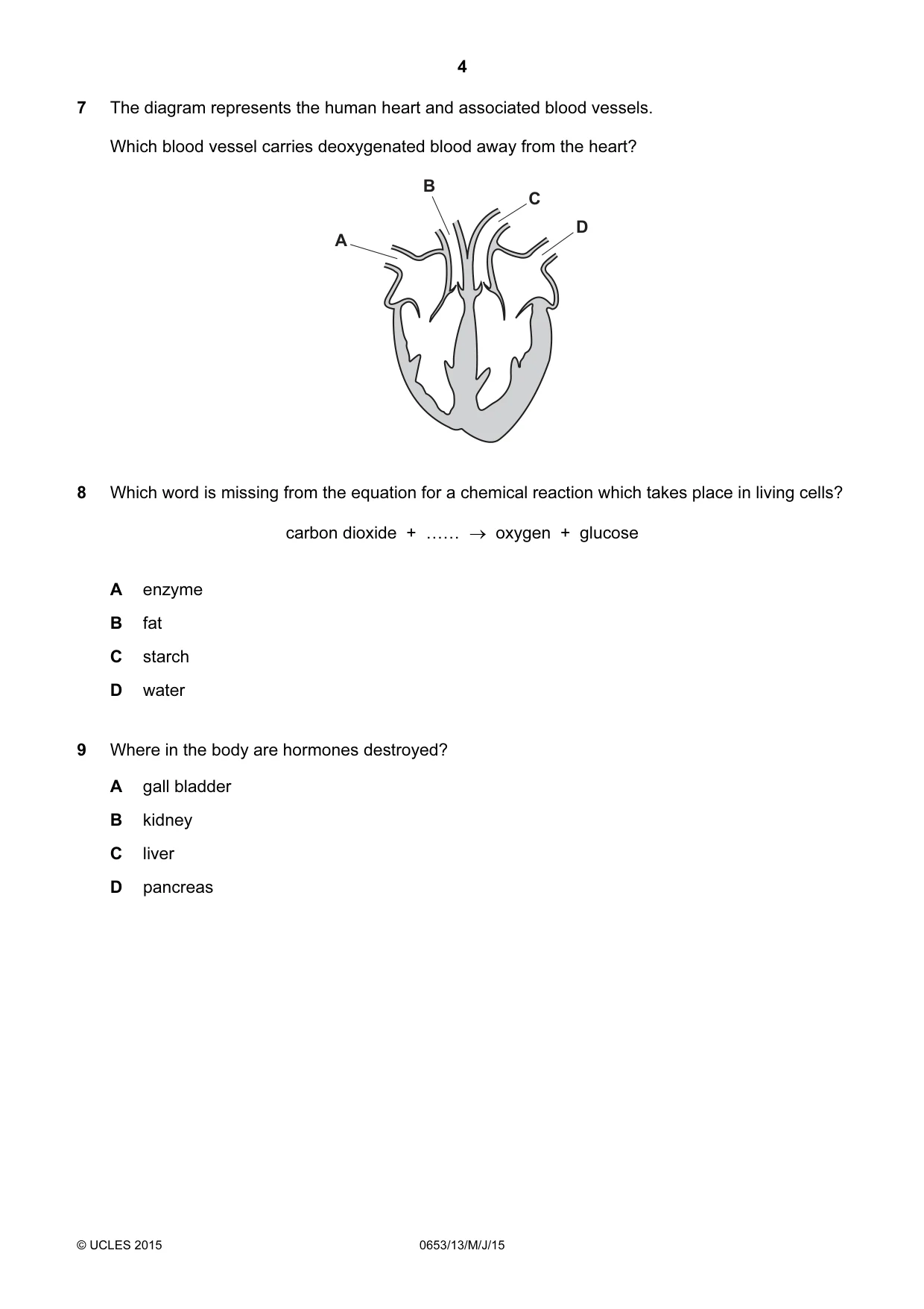 Cambridge IGCSE Science - Combined 0653 2015 May/June Paper 1 · Variant 3 question paper, page 4 of 16