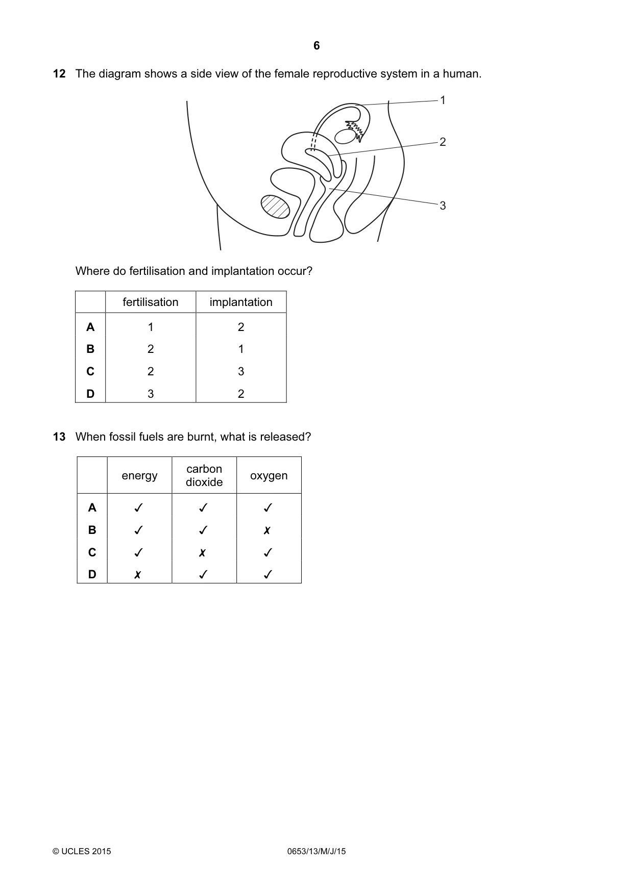 Cambridge IGCSE Science - Combined 0653 2015 May/June Paper 1 · Variant 3 question paper, page 6 of 16