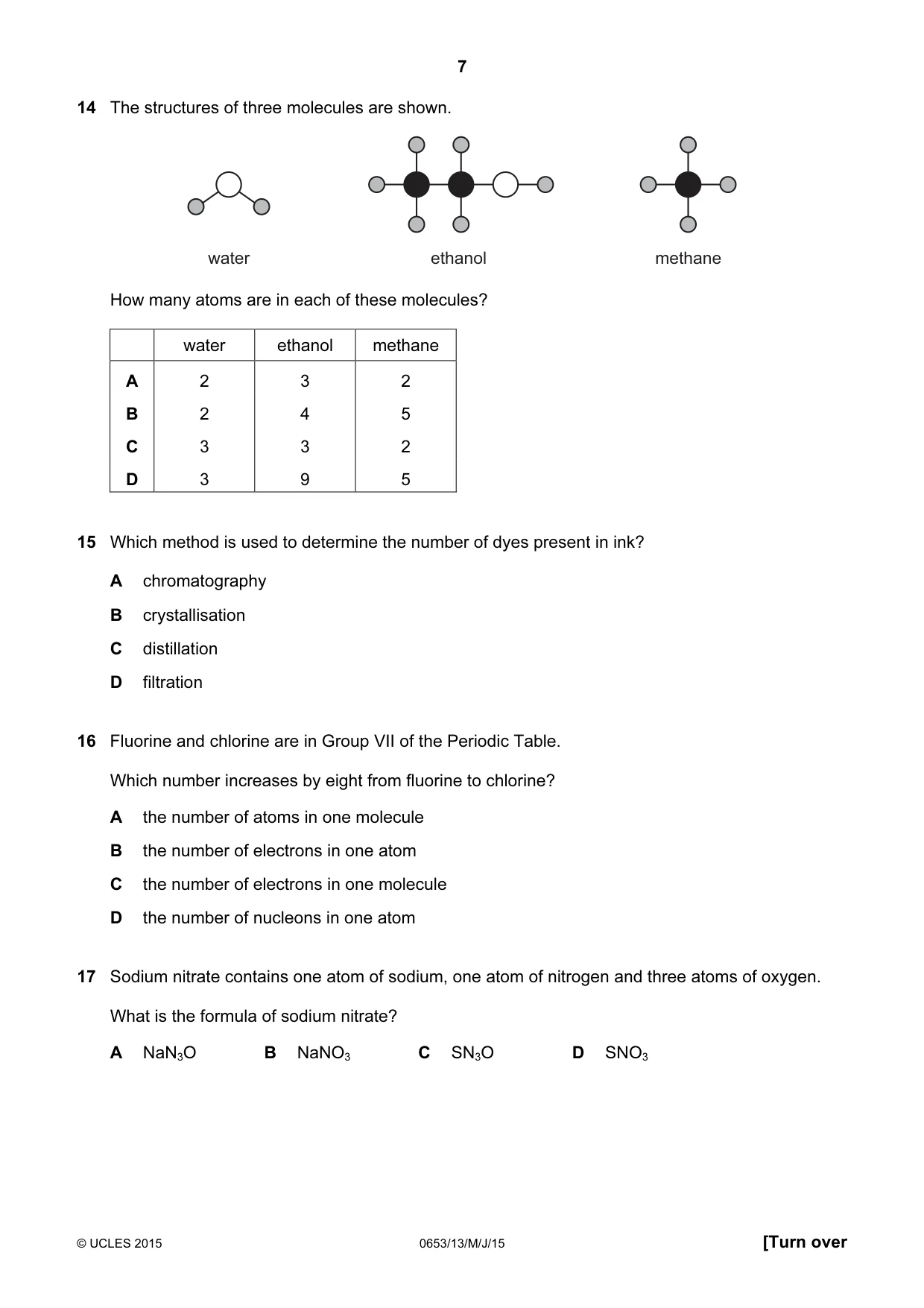Cambridge IGCSE Science - Combined 0653 2015 May/June Paper 1 · Variant 3 question paper, page 7 of 16