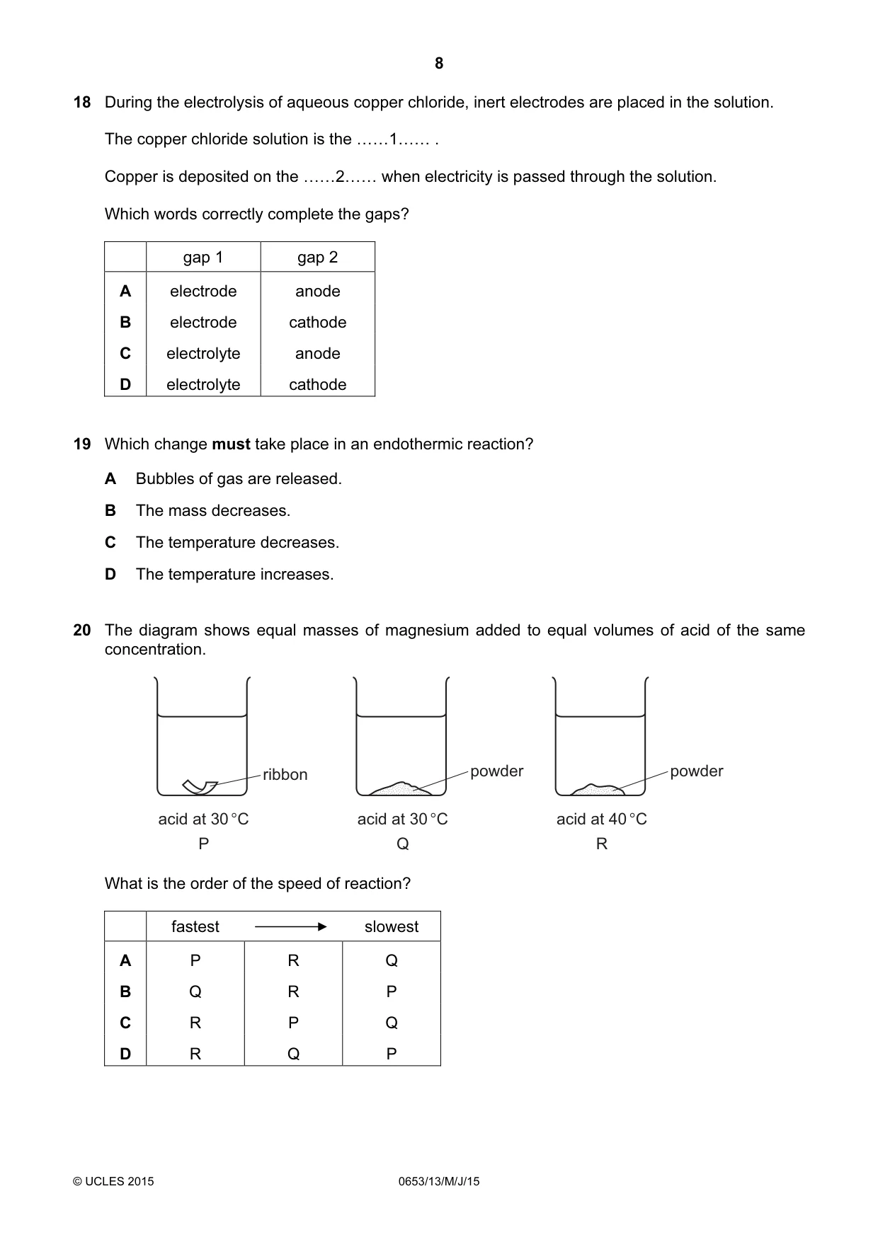 Cambridge IGCSE Science - Combined 0653 2015 May/June Paper 1 · Variant 3 question paper, page 8 of 16