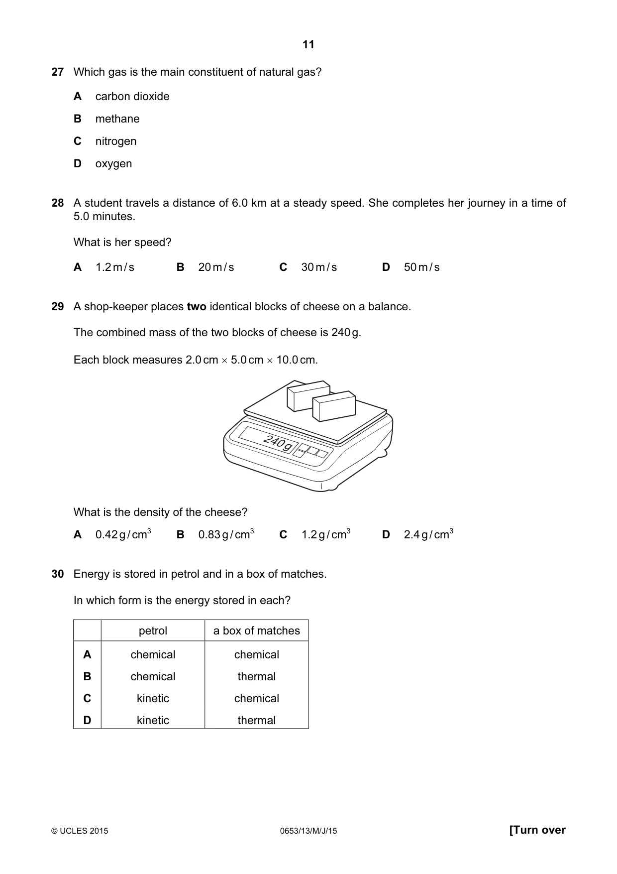 Cambridge IGCSE Science - Combined 0653 2015 May/June Paper 1 · Variant 3 question paper, page 11 of 16