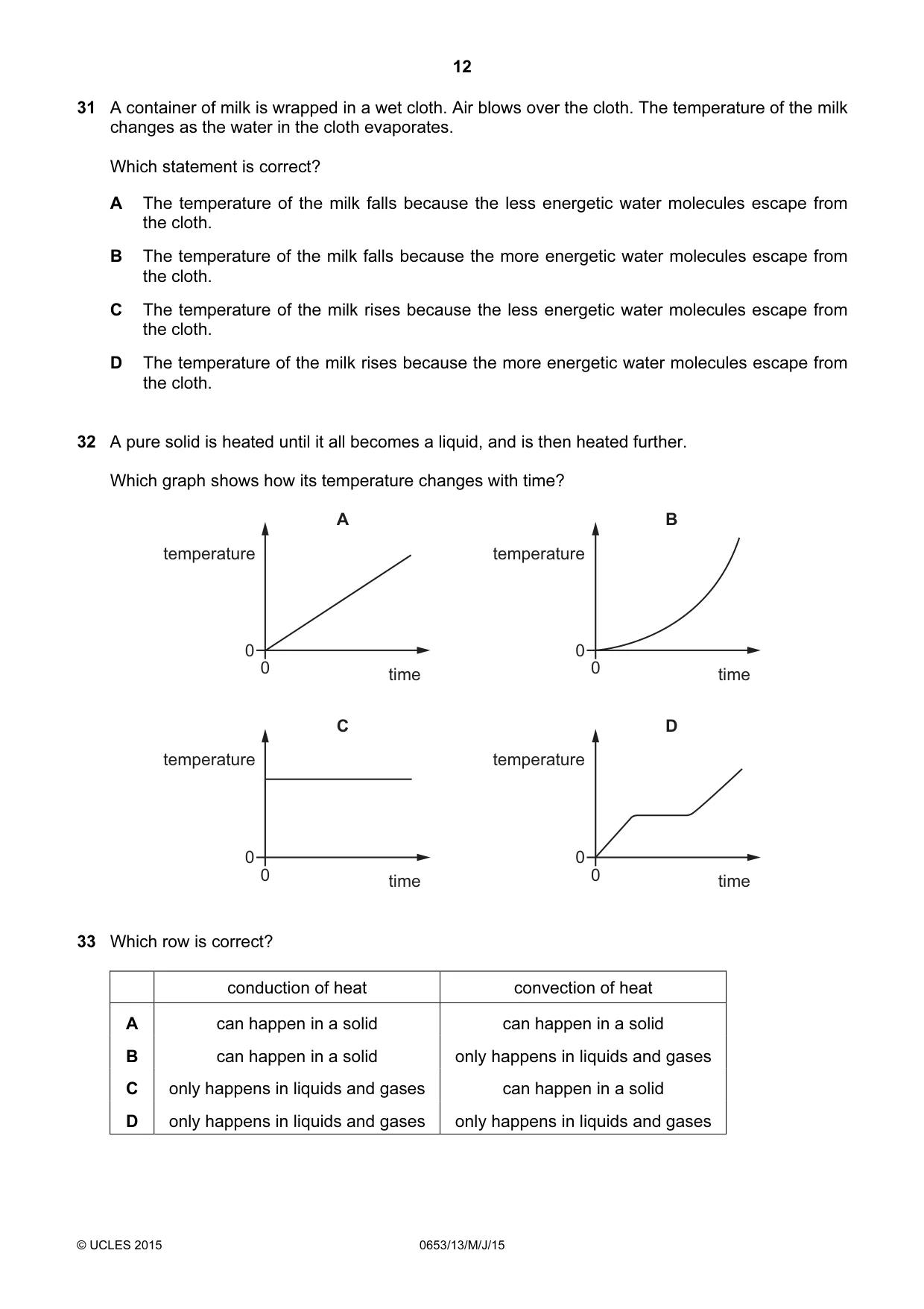 Cambridge IGCSE Science - Combined 0653 2015 May/June Paper 1 · Variant 3 question paper, page 12 of 16