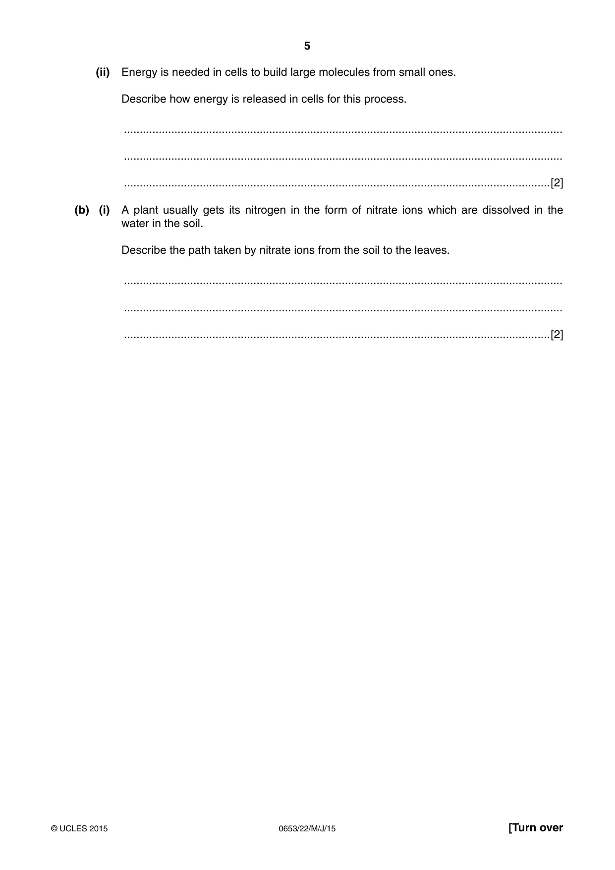 Cambridge IGCSE Science - Combined 0653 2015 May/June Paper 2 · Variant 2 question paper, page 5 of 24