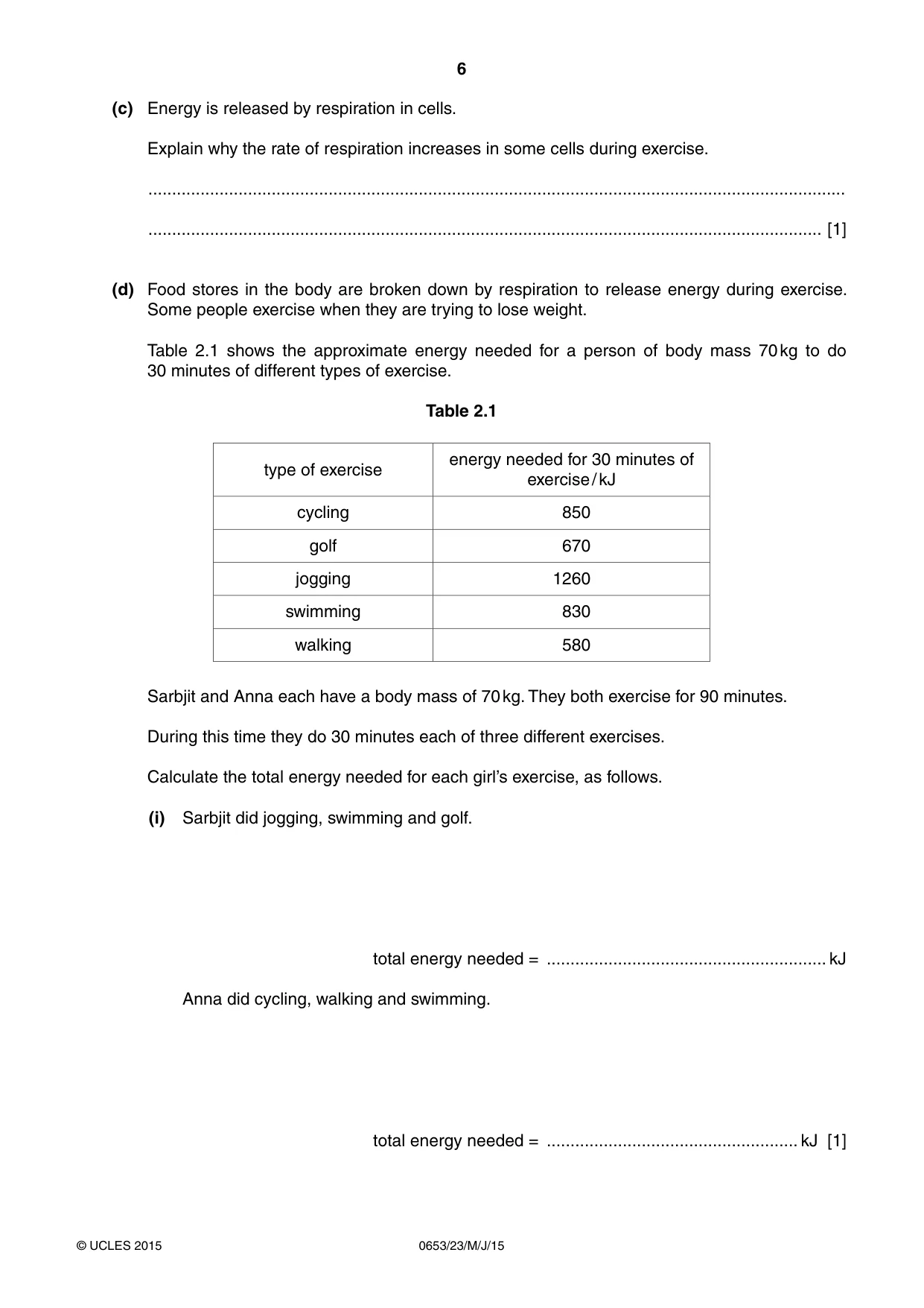 Cambridge IGCSE Science - Combined 0653 2015 May/June Paper 2 · Variant 3 question paper, page 6 of 24