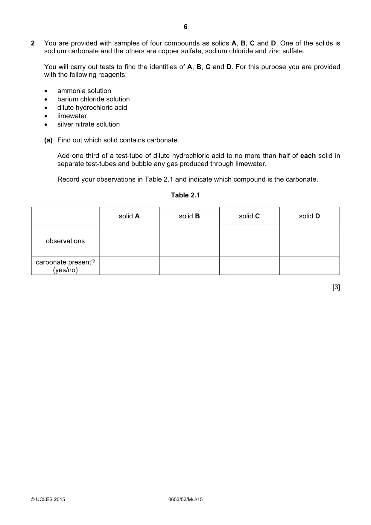 Cambridge IGCSE Science - Combined 0653 2015 May/June Paper 5 · Variant 2 question paper, page 6 of 12