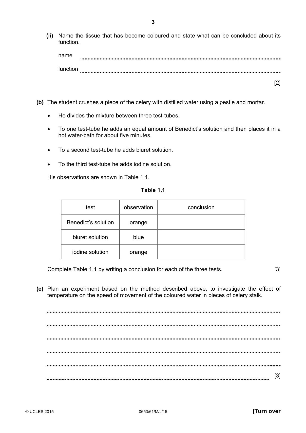 Cambridge IGCSE Science - Combined 0653 2015 May/June Paper 6 · Variant 1 question paper, page 3 of 16