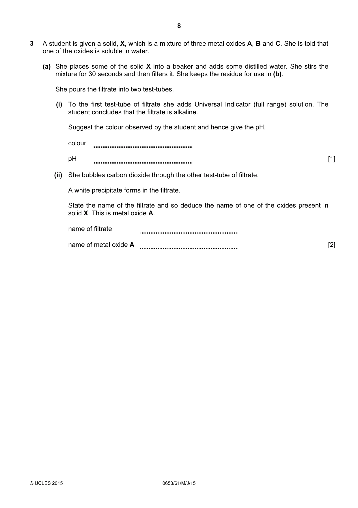 Cambridge IGCSE Science - Combined 0653 2015 May/June Paper 6 · Variant 1 question paper, page 8 of 16