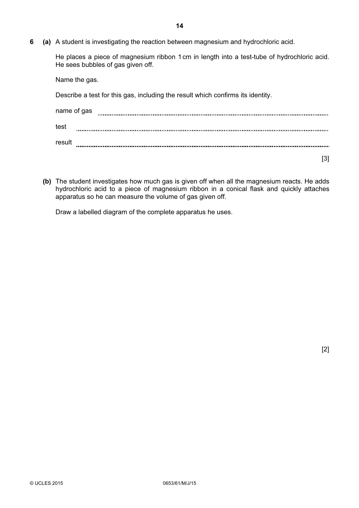 Cambridge IGCSE Science - Combined 0653 2015 May/June Paper 6 · Variant 1 question paper, page 14 of 16