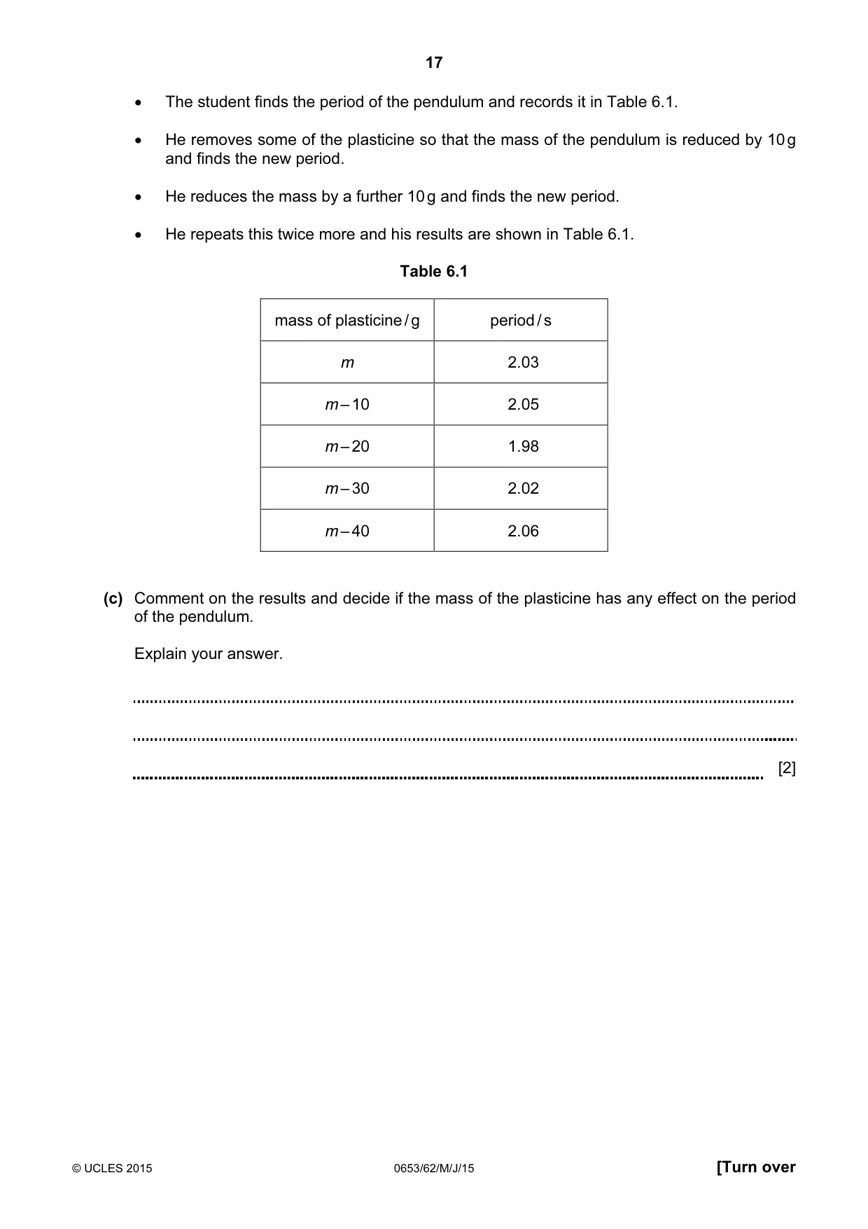 Cambridge IGCSE Science - Combined 0653 2015 May/June Paper 6 · Variant 2 question paper, page 17 of 20