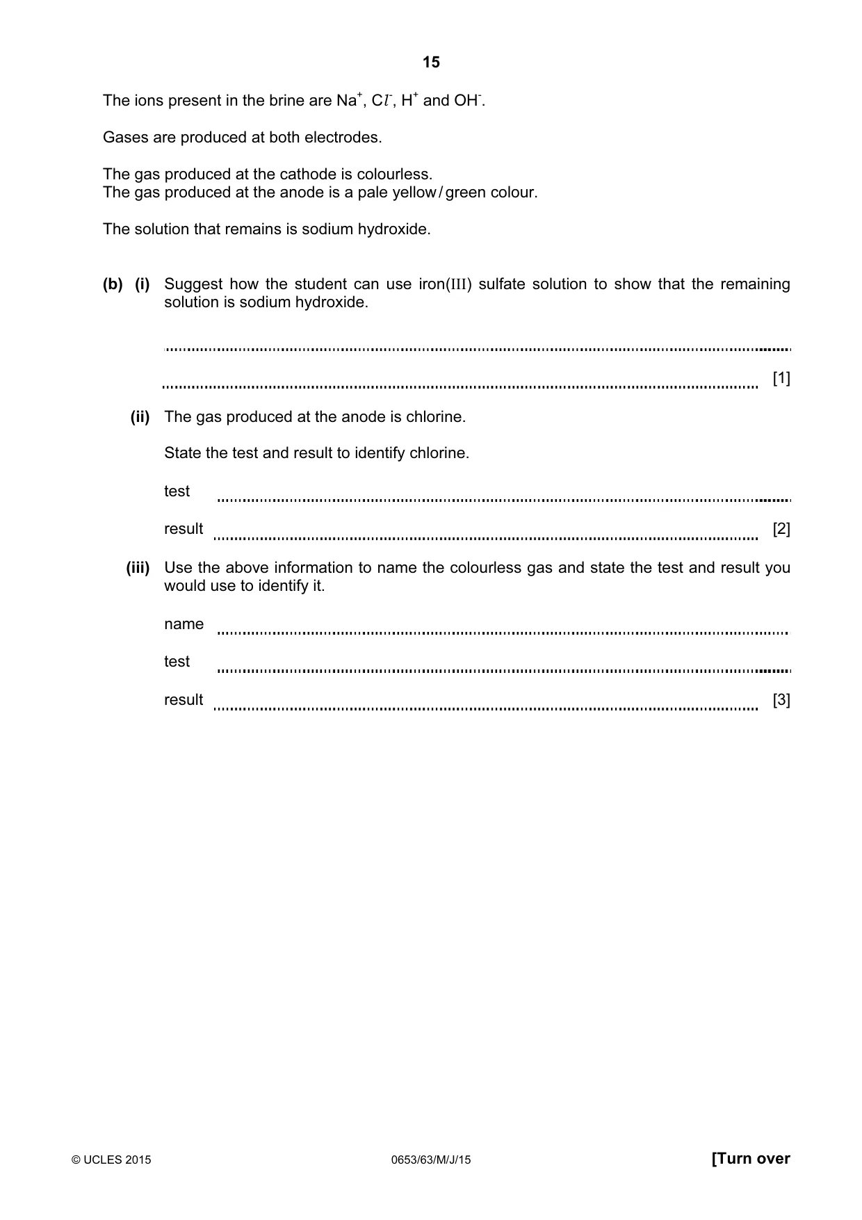 Cambridge IGCSE Science - Combined 0653 2015 May/June Paper 6 · Variant 3 question paper, page 15 of 20
