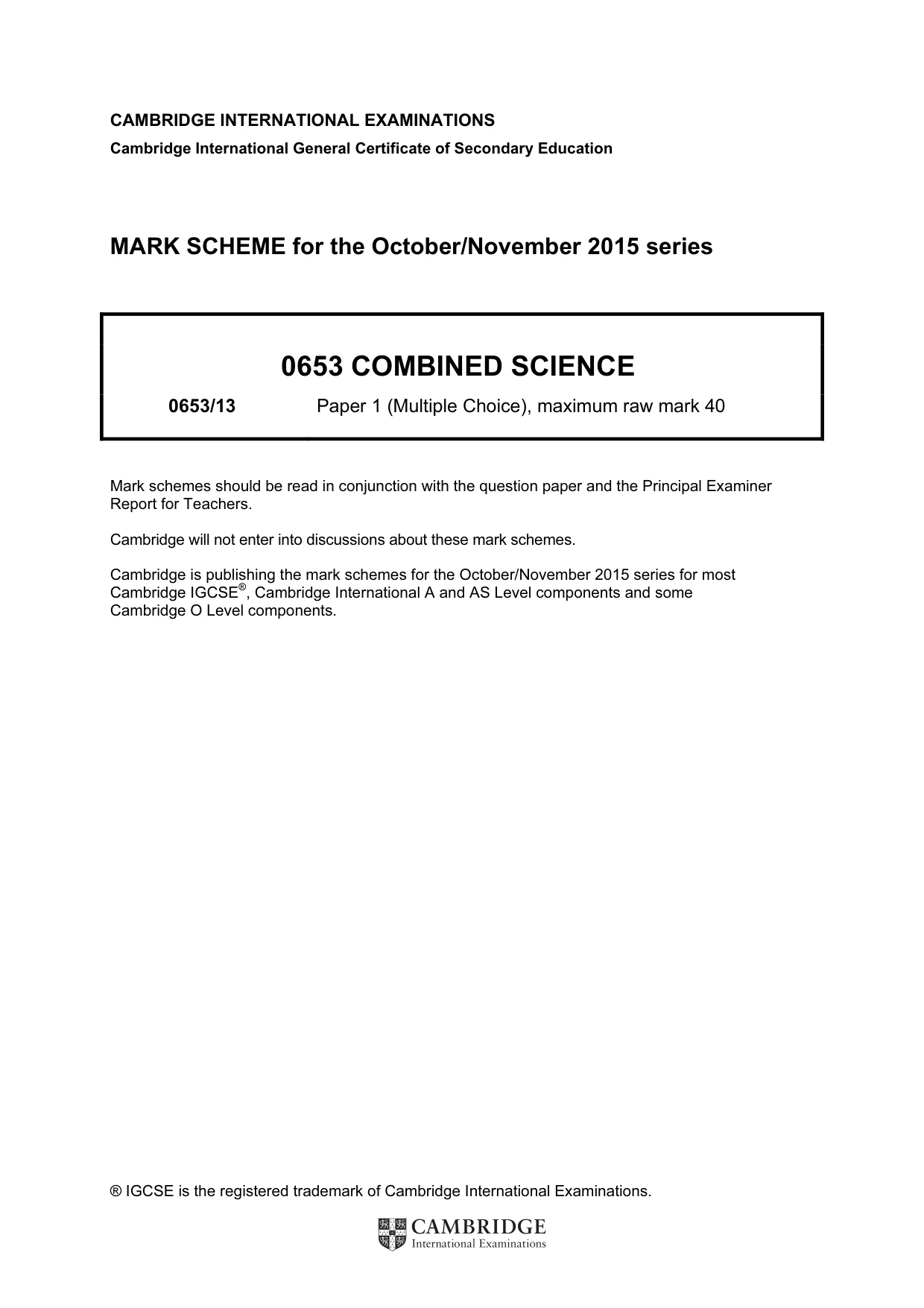 Mark scheme, page 1 of 2