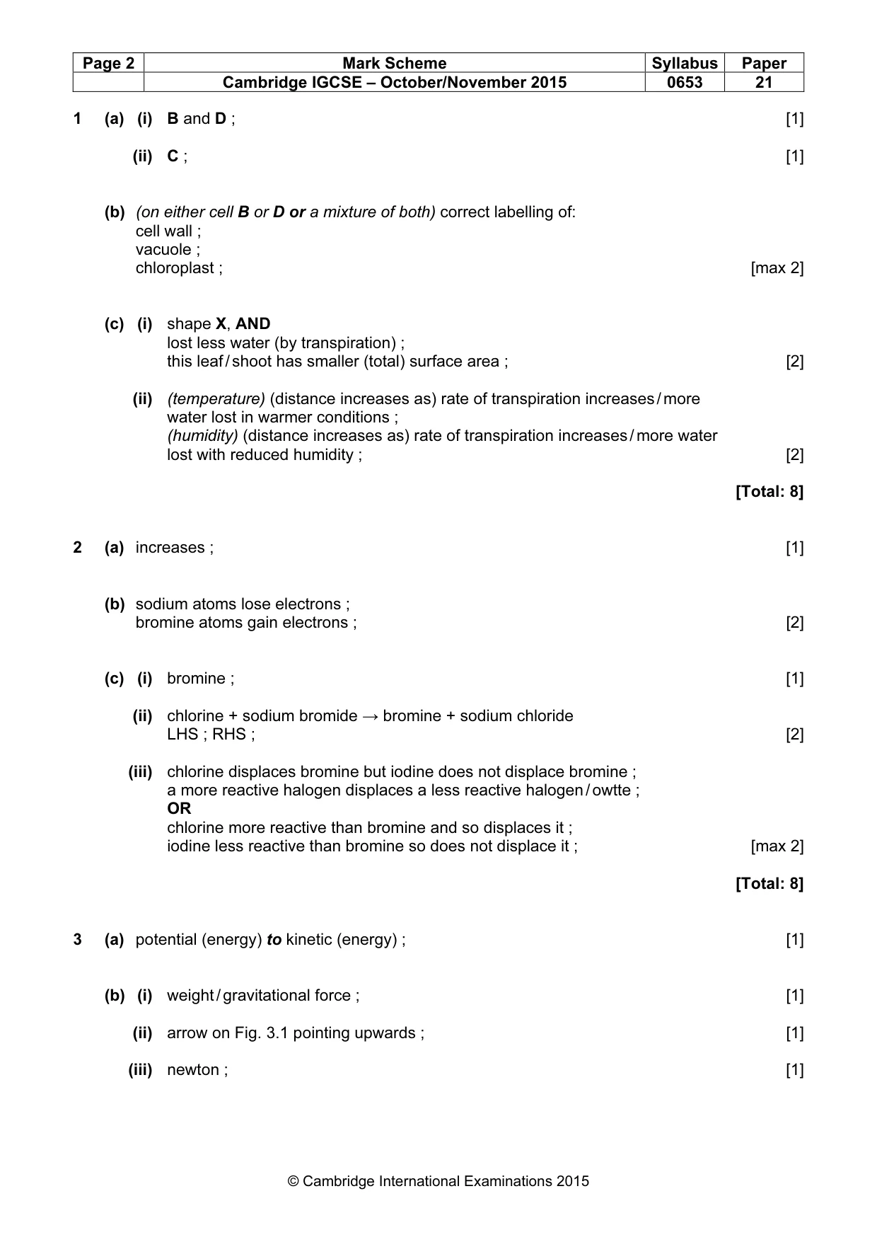 Mark scheme, page 2 of 7