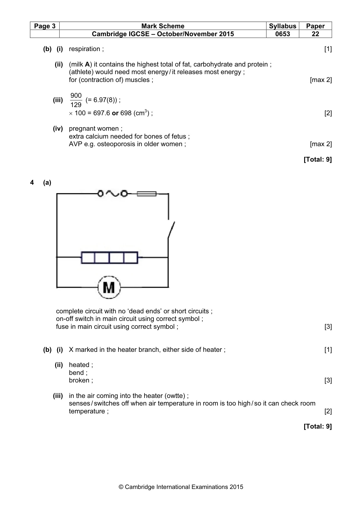 Mark scheme, page 3 of 6