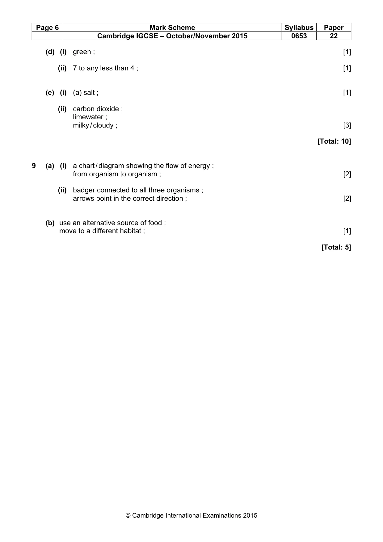 Mark scheme, page 6 of 6