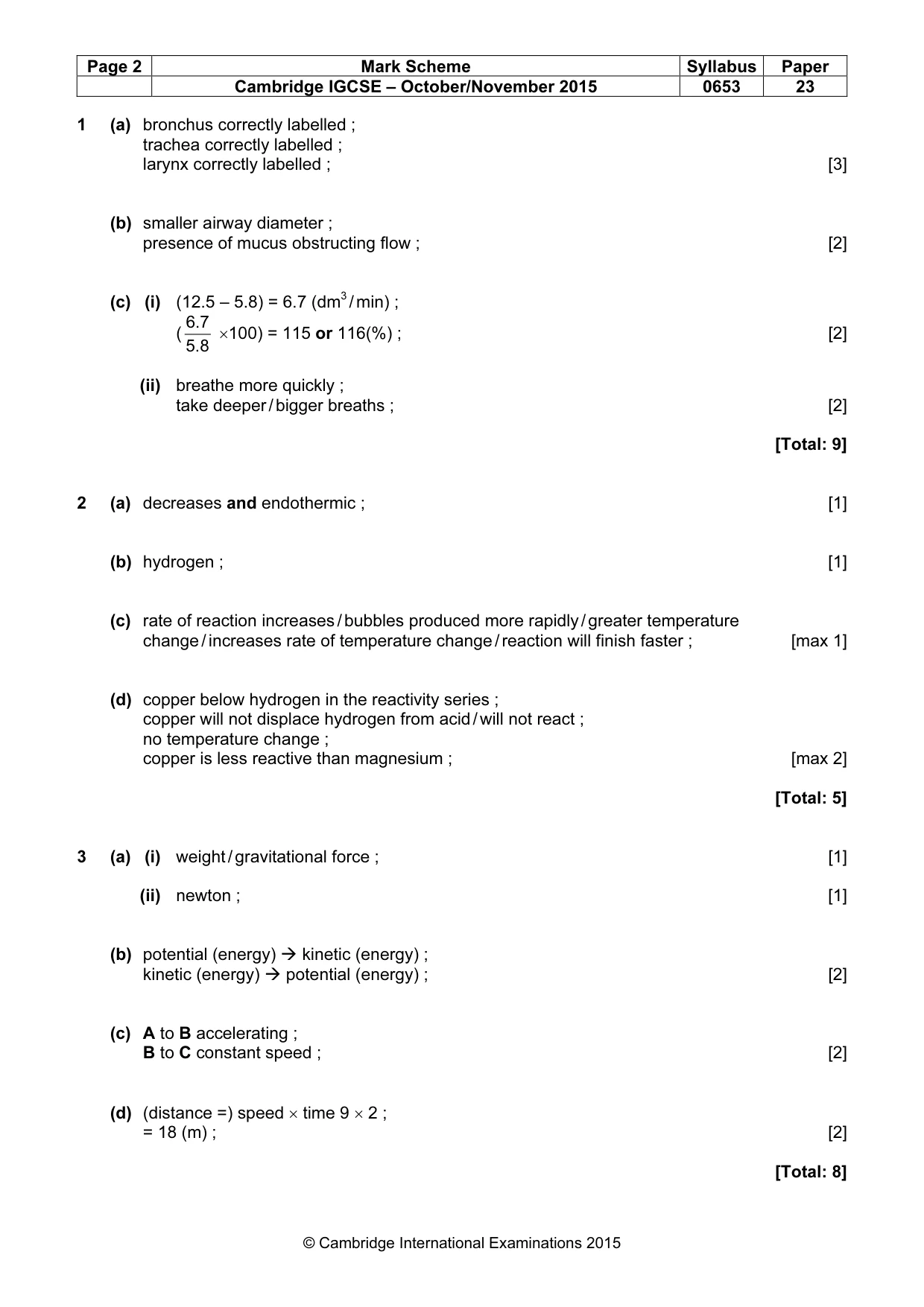 Mark scheme, page 2 of 6