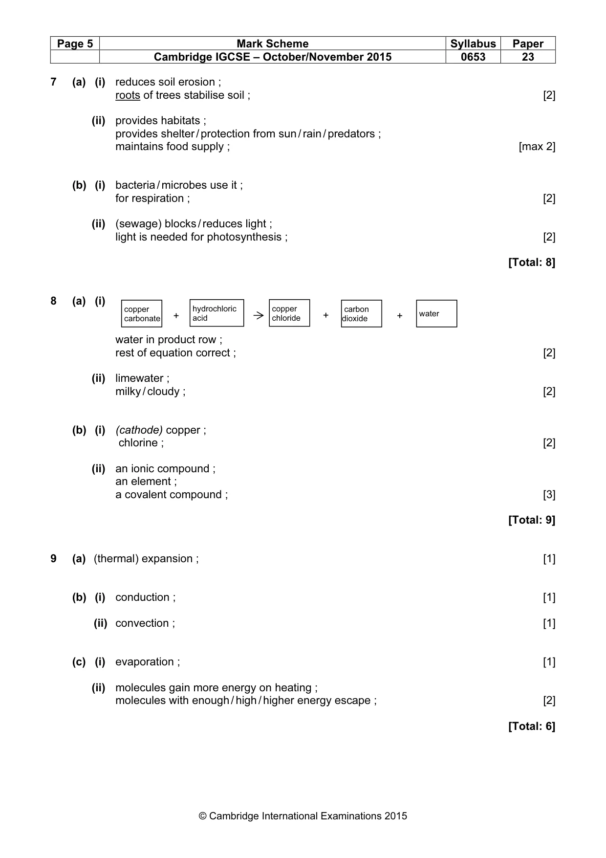 Mark scheme, page 5 of 6